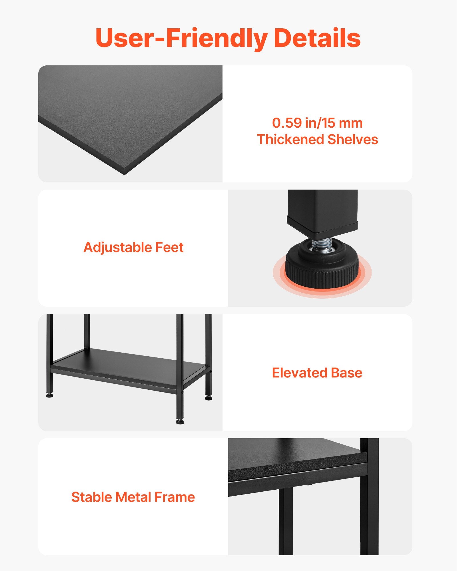 4-Tier Arched Bookshelf with Metal Frame, Industrial Bookcase Organizer, Black Freestanding Display Rack for Home & Office Storage