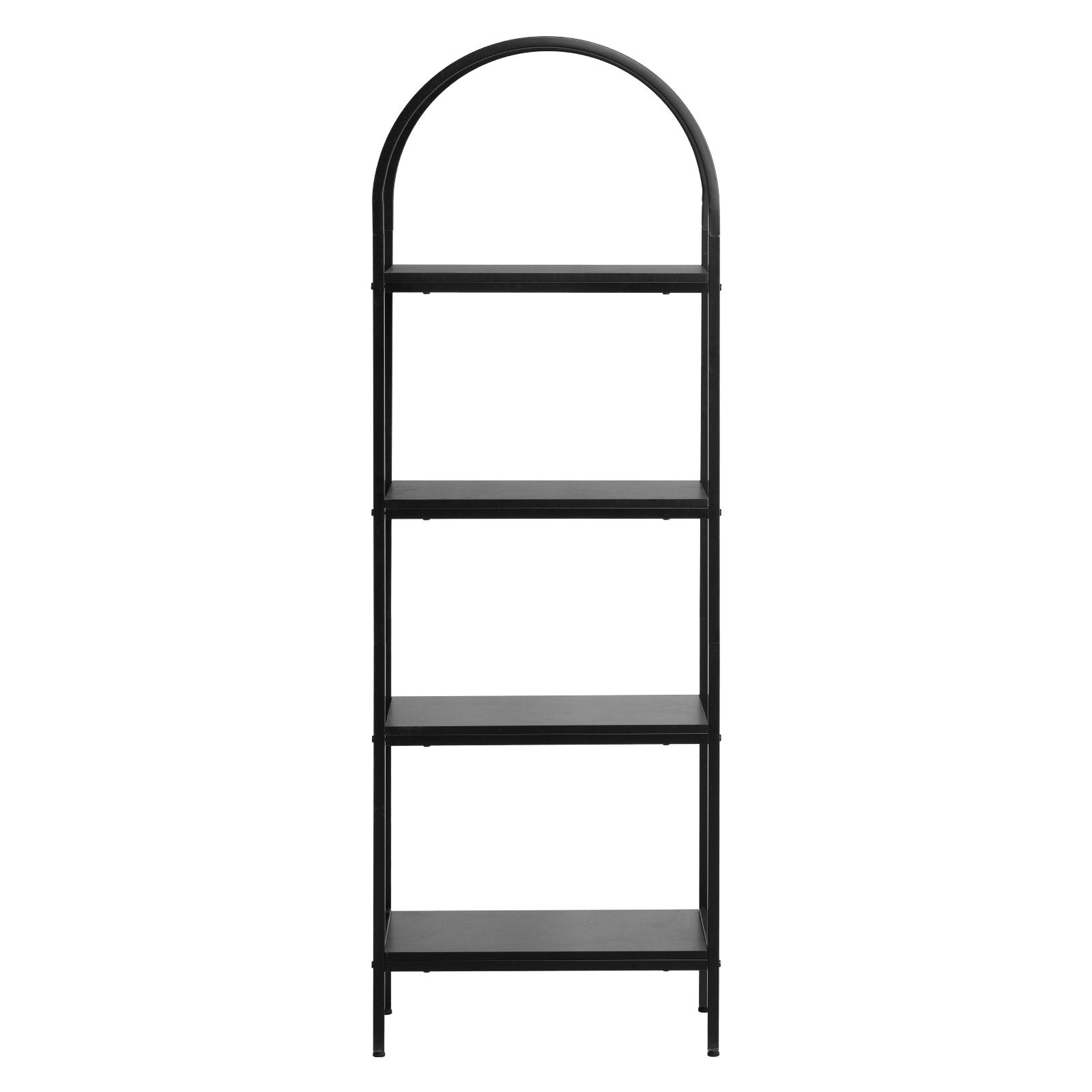 4-Tier Arched Bookshelf with Metal Frame, Industrial Bookcase Organizer, Black Freestanding Display Rack for Home & Office Storage