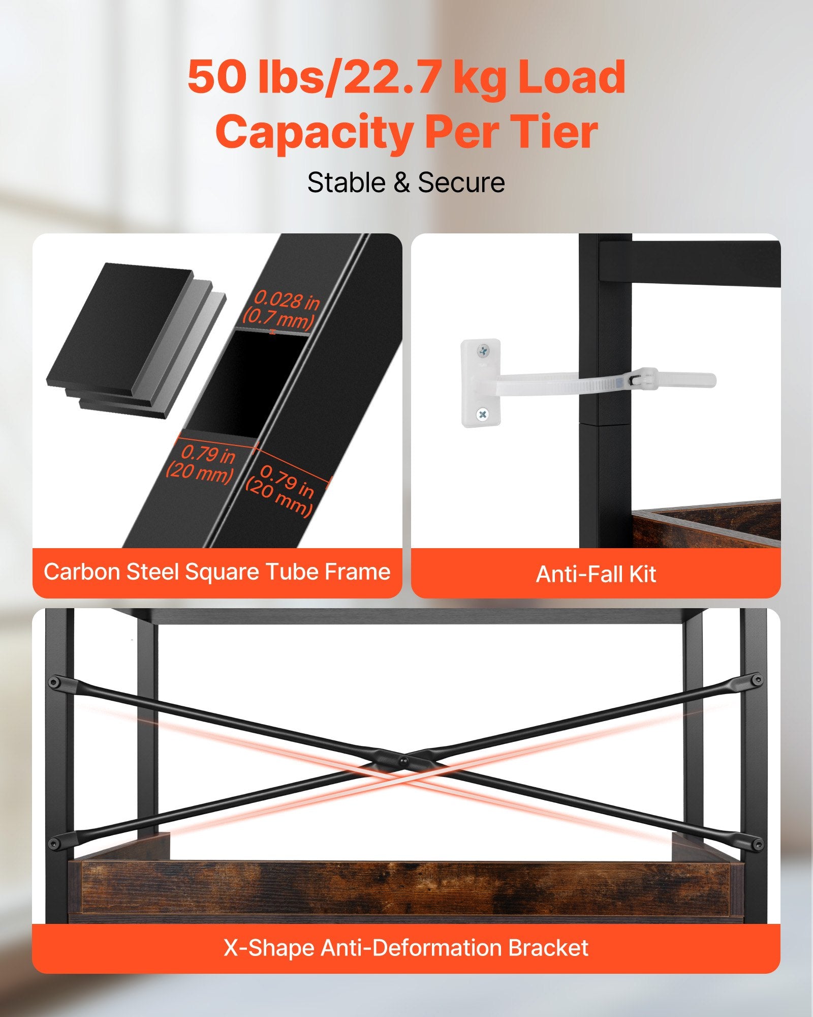 6-Tier Vintage Ladder Bookshelf with Metal Frame, Ideal for Living Room, Bedroom, Kitchen, Home Office - Rustic Brown Book Organizer, Heavy-Duty Open Shelves, Space-Saving Design with Multi-Functional Hooks