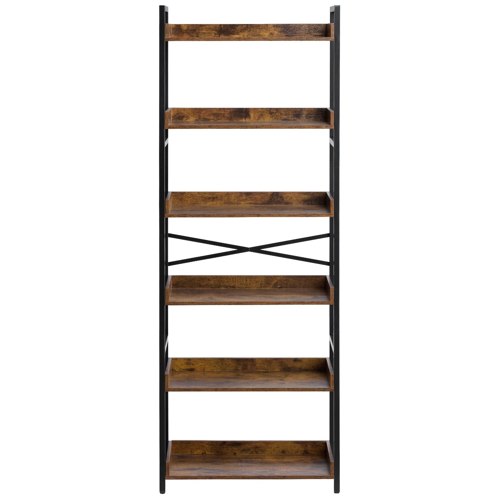 Industrial 6-Tier Metal Bookshelf, Rustic Vintage Bookcase with Adjustable Shelves, Freestanding Storage for Living Room, Bedroom, Office Display
