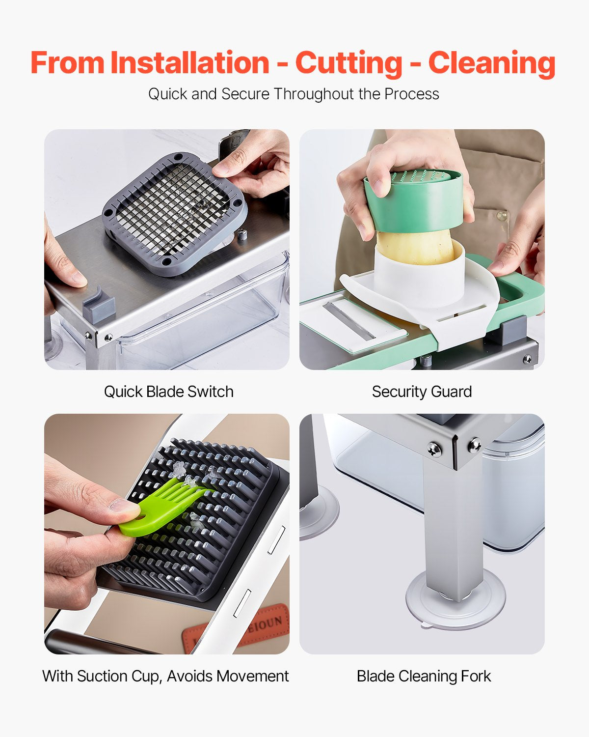 All-in-One Stainless Steel Vegetable Chopper & Mandoline Slicer with 8 Blades, Cheese Grater, Onion & Potato Dicer, Essential Kitchen Gadget