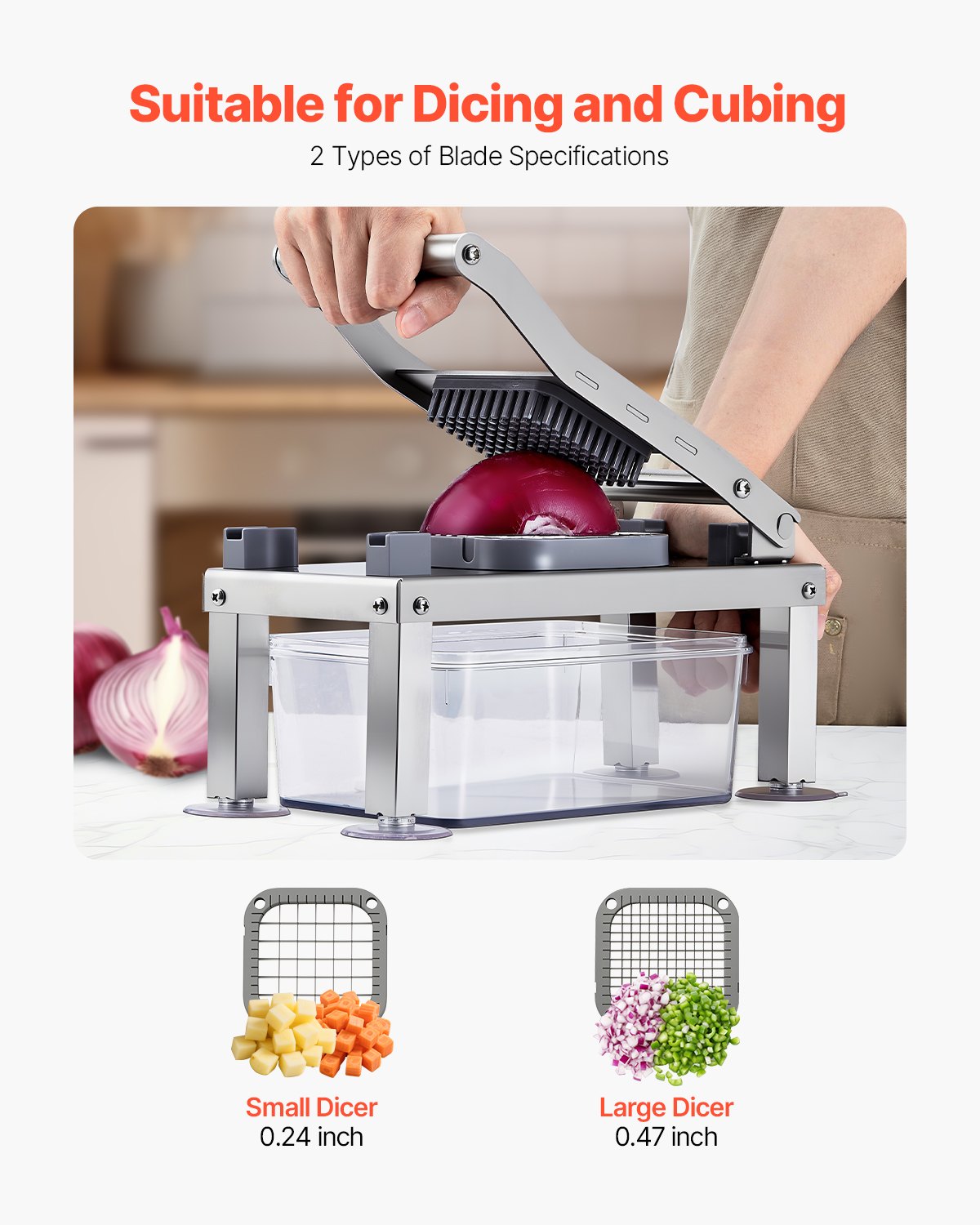 All-in-One Stainless Steel Vegetable Chopper & Mandoline Slicer with 8 Blades, Cheese Grater, Onion & Potato Dicer, Essential Kitchen Gadget