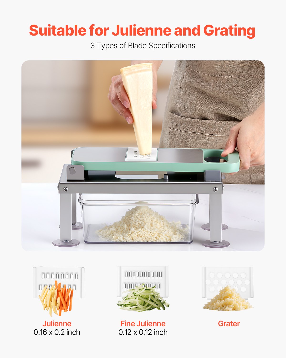 All-in-One Stainless Steel Vegetable Chopper & Mandoline Slicer with 8 Blades, Cheese Grater, Onion & Potato Dicer, Essential Kitchen Gadget