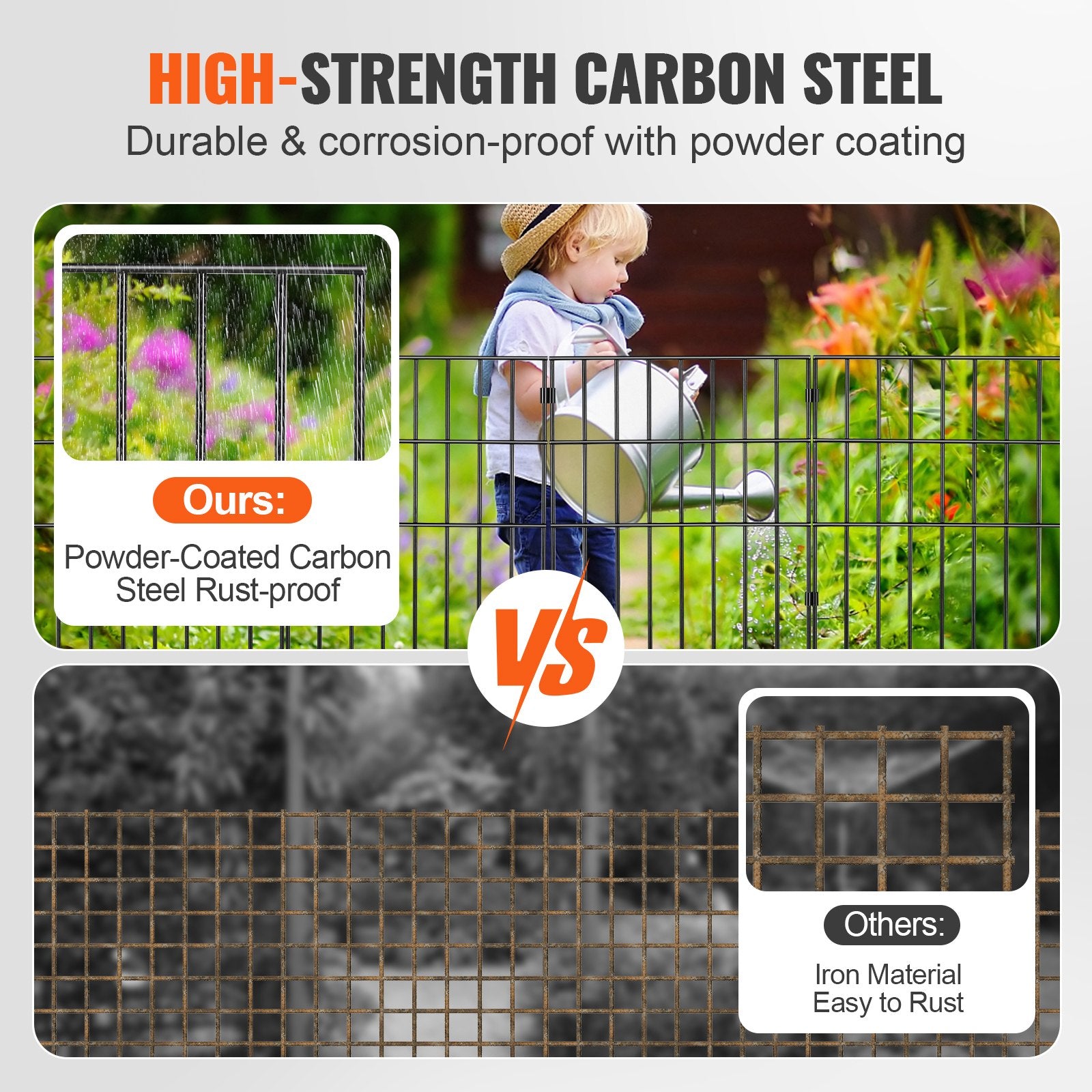 19-Pack Decorative Animal Barrier Fence, 17in Tall x 11ft Long, Durable Metal Dog Fence with 1.5 Inch Spike Spacing for Yard & Patio
