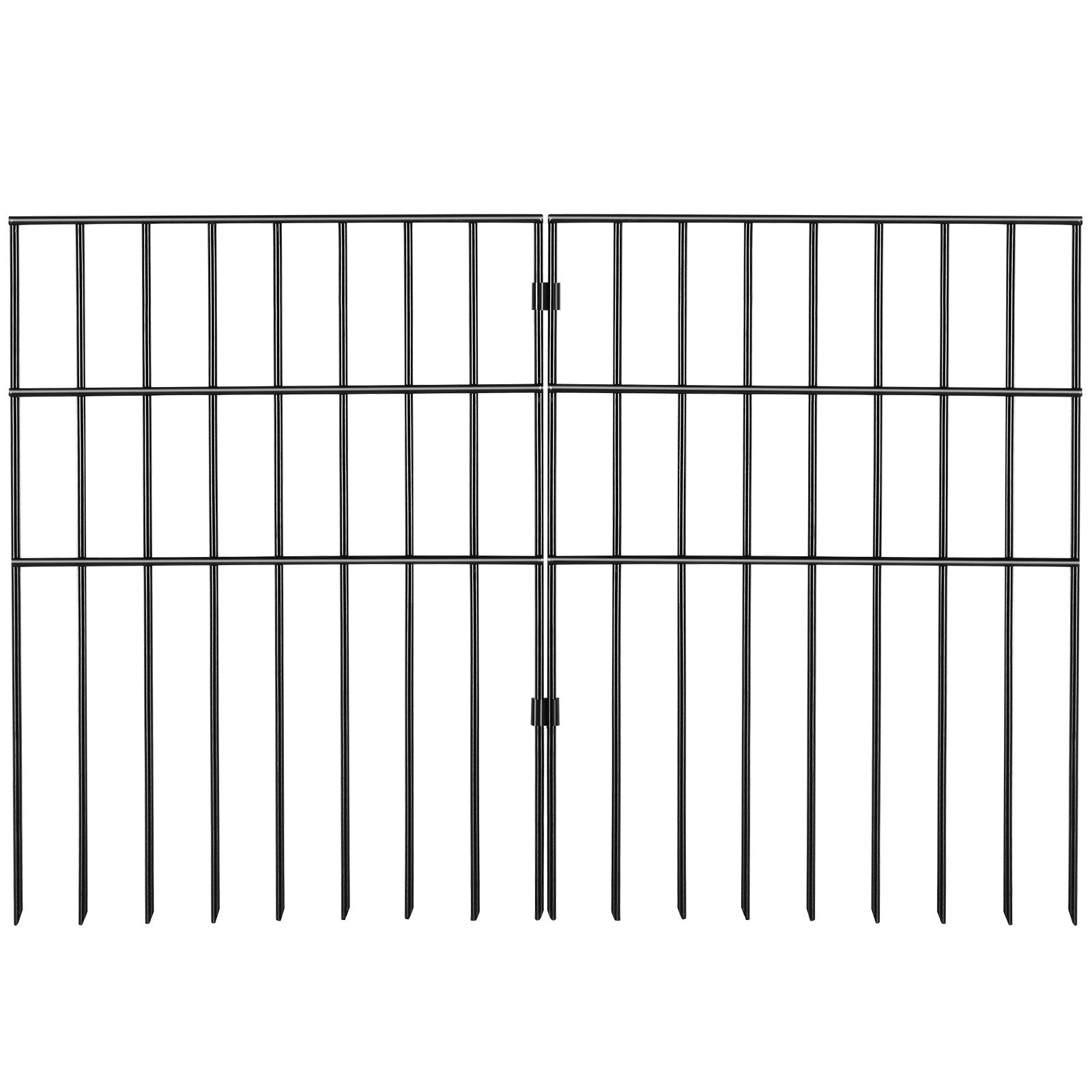 19-Pack Decorative Animal Barrier Fence, 17in Tall x 11ft Long, Durable Metal Dog Fence with 1.5 Inch Spike Spacing for Yard & Patio