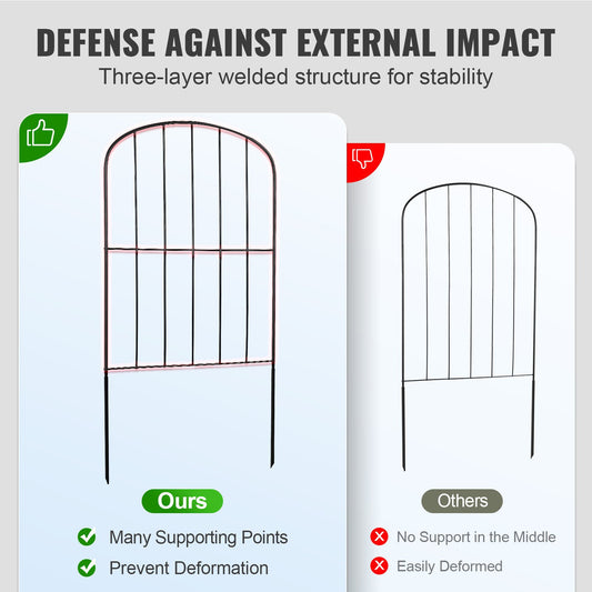 24" x 30ft Durable Metal Garden Fence, Animal Barrier with Tight Spike Spacing, Decorative Outdoor Dog Fencing for Yard & Patio, 28 Panels