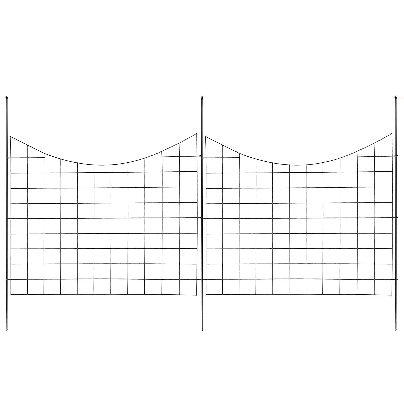 Sturdy 36.6in Tall Garden Fence Panels, Metal Animal Barrier with 2.5in Spikes, Decorative Steel Dog Fence for Yard & Patio, 5 Pack