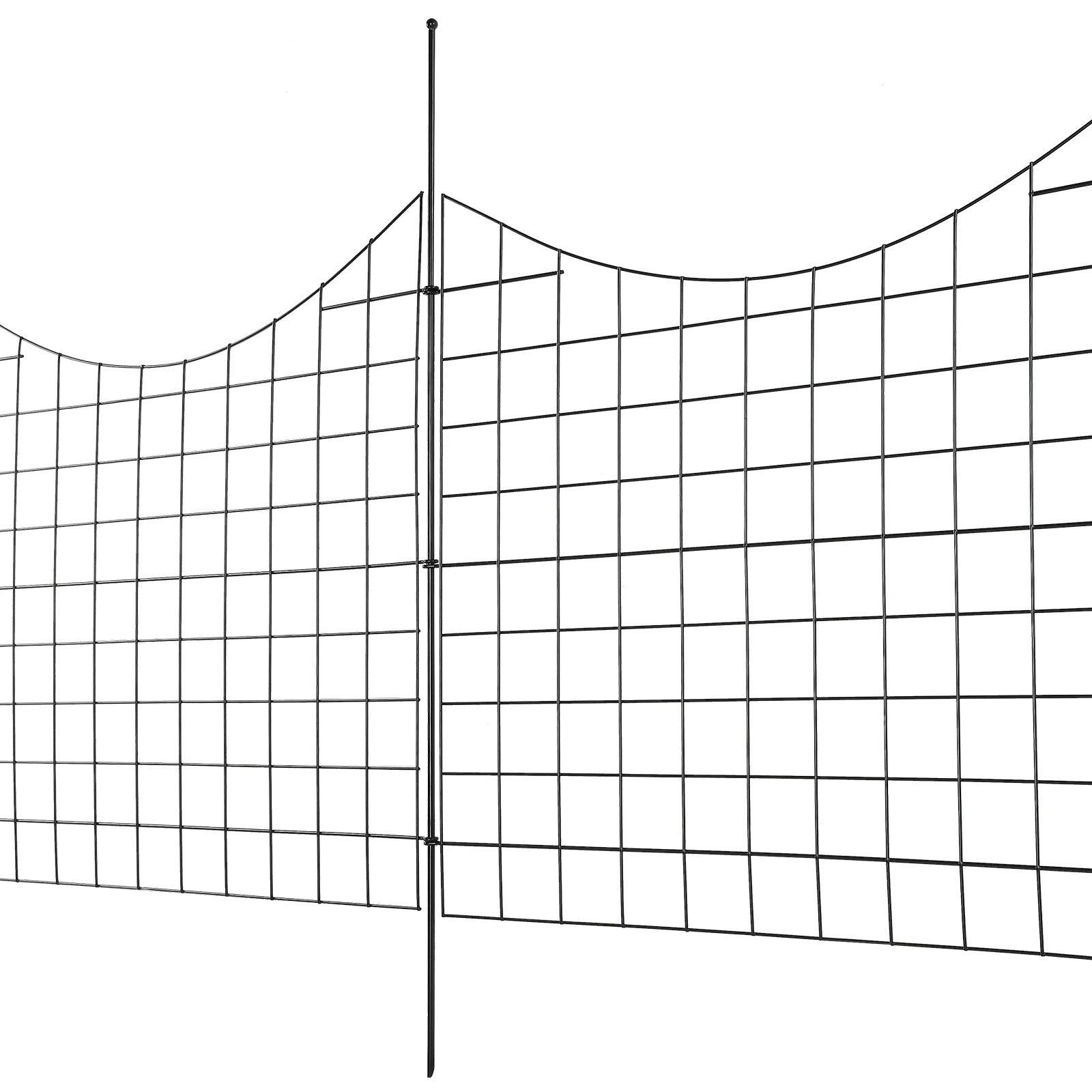 Sturdy 36.6in Tall Garden Fence Panels, Metal Animal Barrier with 2.5in Spikes, Decorative Steel Dog Fence for Yard & Patio, 5 Pack