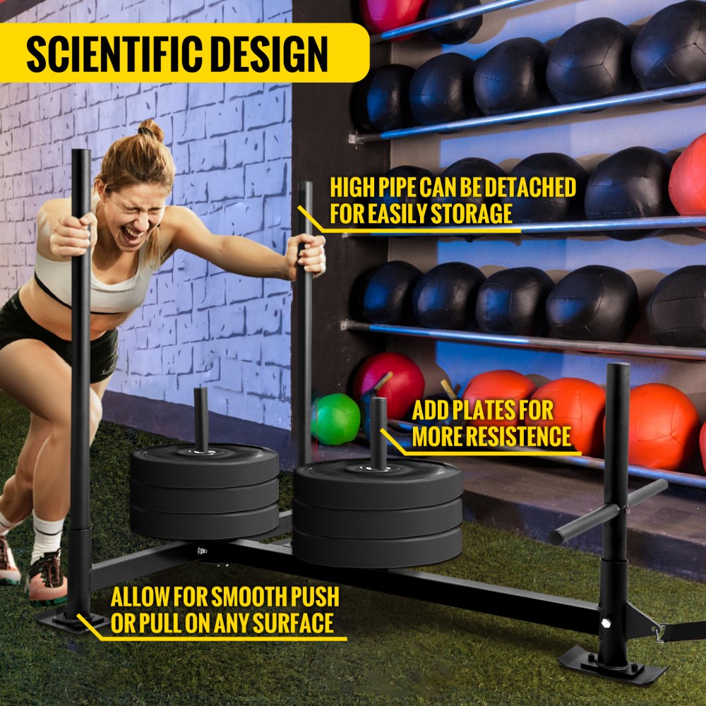 Heavy-Duty Black Fitness Sled for Speed and Athletic Training, 44x30.5x36 Inches, Durable Iron Construction with Powder Coat Finish