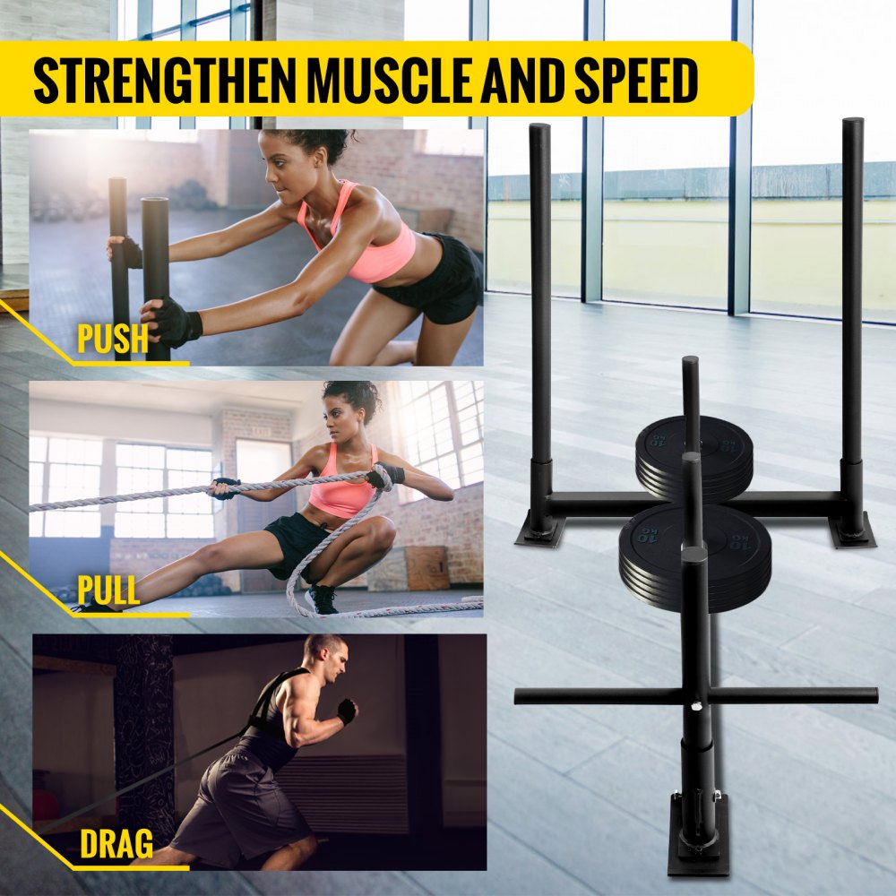 Heavy-Duty Black Fitness Sled for Speed and Athletic Training, 44x30.5x36 Inches, Durable Iron Construction with Powder Coat Finish