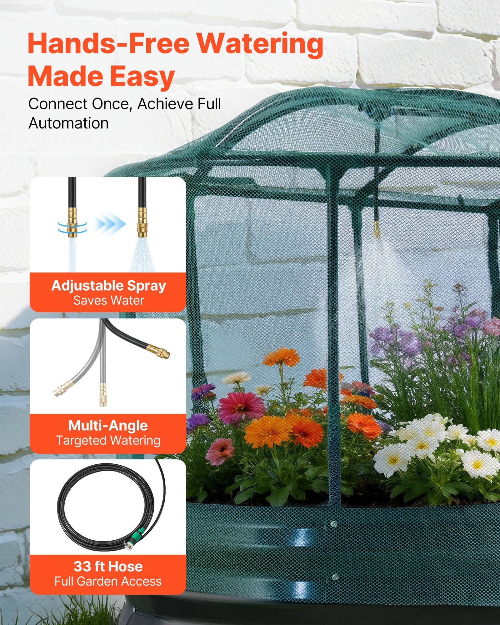 Oval Galvanized Raised Garden Bed with Self-Watering System & Mesh Cover, Rustproof Alu-Zinc Planter for Vegetables & Flowers, Large Capacity 6x3x1 ft, Dark Gray