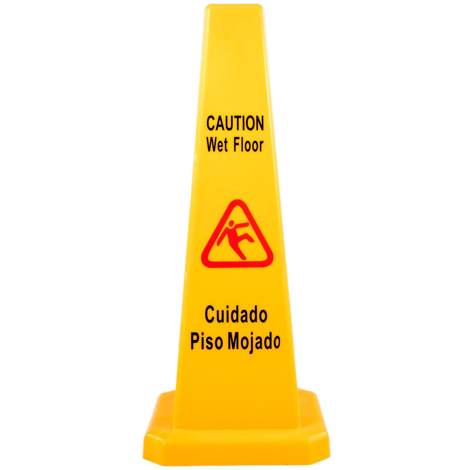 3 Pack Yellow Floor Safety Cones with 4-Sided Bilingual Caution Wet Floor Signs for Indoor & Outdoor Public Safety, Stackable & Portable
