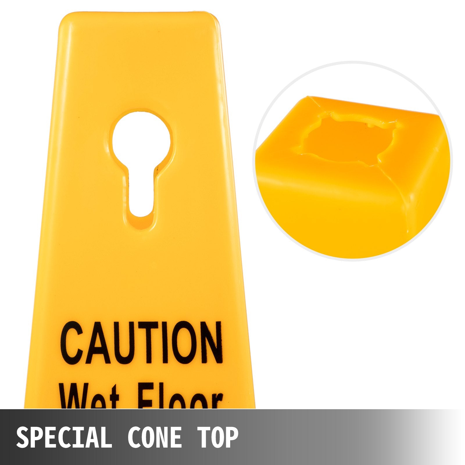 3 Pack Yellow Floor Safety Cones with 4-Sided Bilingual Caution Wet Floor Signs for Indoor & Outdoor Public Safety, Stackable & Portable