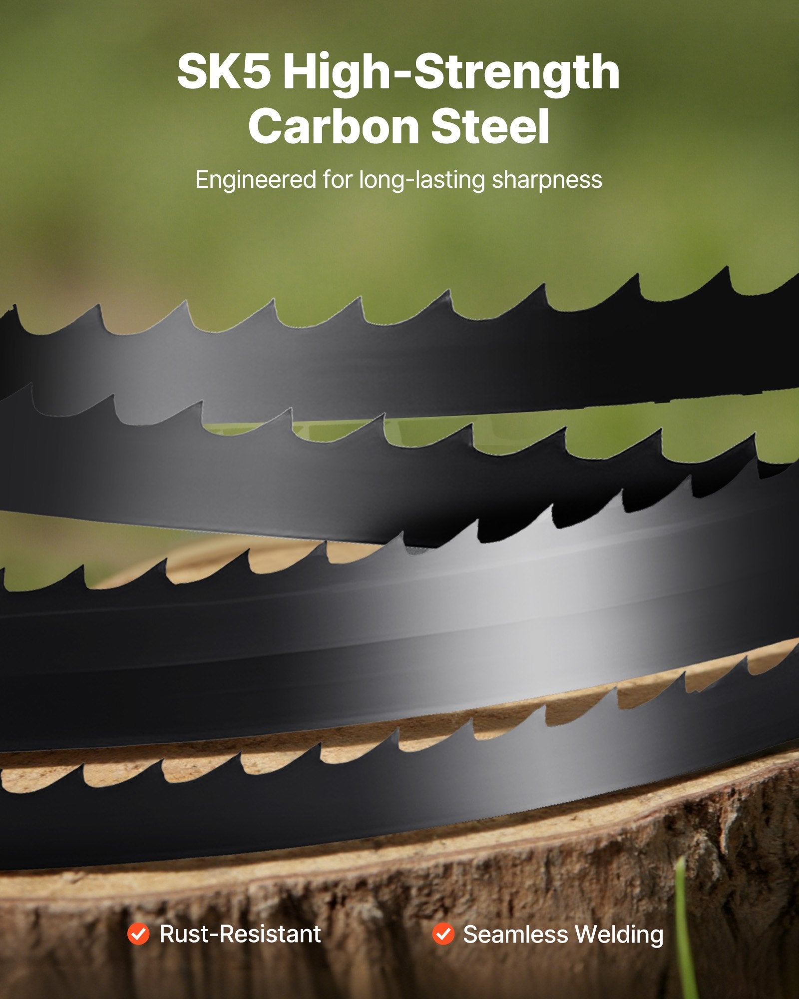 60-Inch Bandsaw Blade, 6 TPI, SK5 Carbon Steel, 15 HRC Hard Teeth, Fits Major Woodworking Bandsaws, 0.25-Inch Width, 1 Pack, High-Performance Cutting Tool