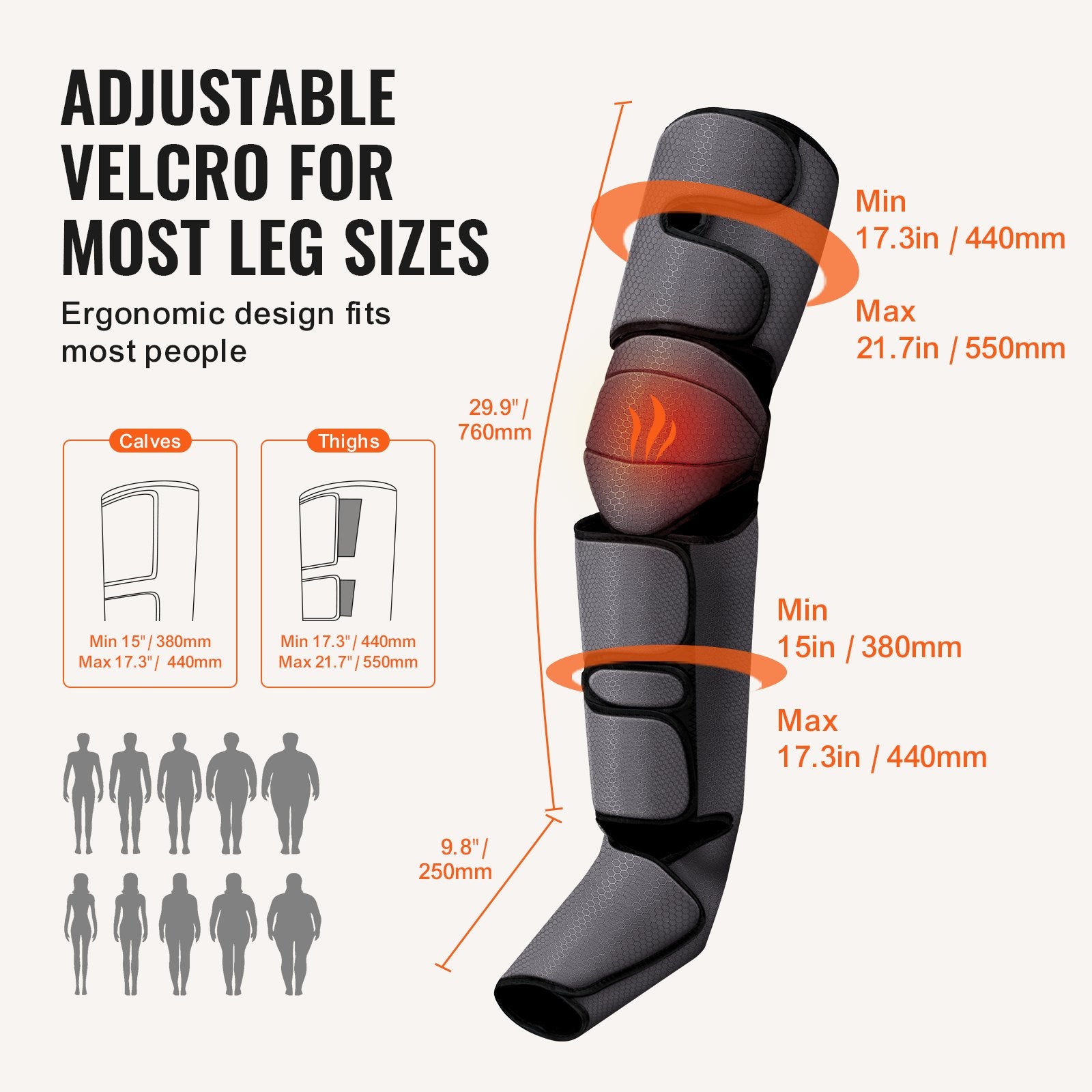 Full Leg Massager with Air Compression for Foot, Calf, Thigh & Knee Pain Relief - 3 Modes, 2 Heating Levels, Boost Circulation & Reduce Swelling