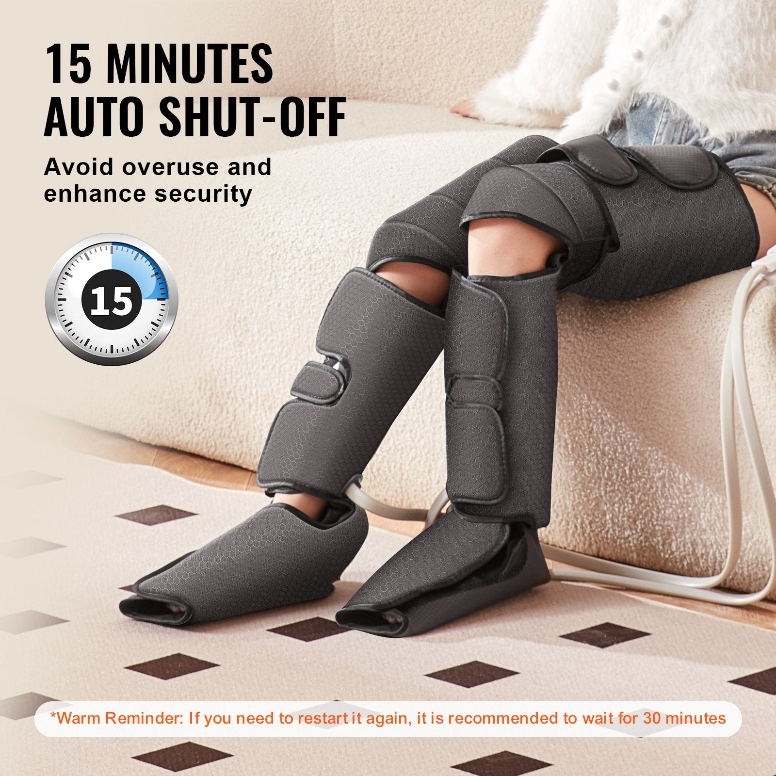 Full Leg Massager with Air Compression for Foot, Calf, Thigh & Knee Pain Relief - 3 Modes, 2 Heating Levels, Boost Circulation & Reduce Swelling