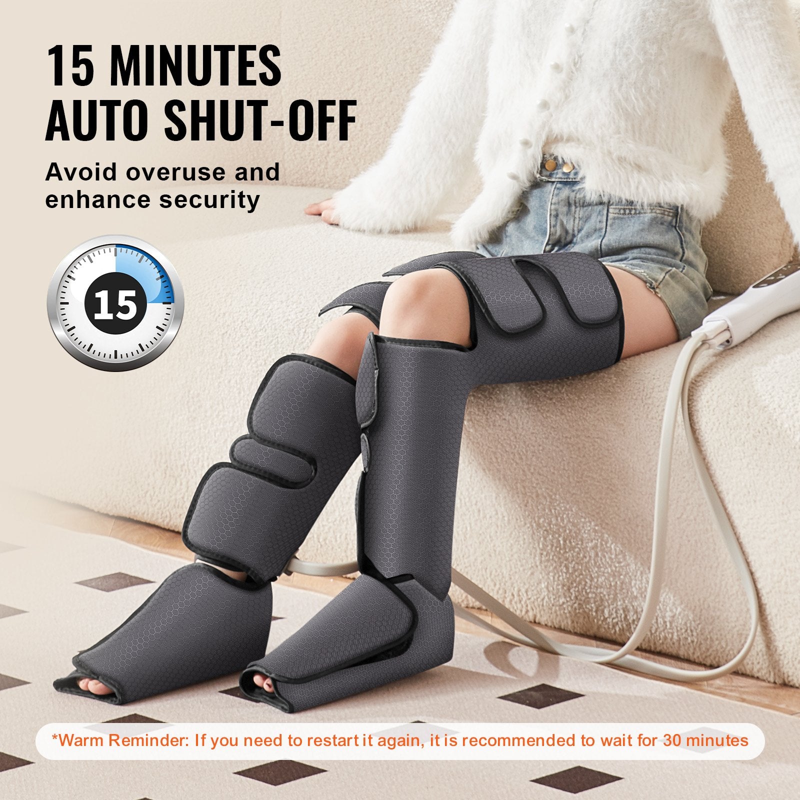 Full Leg Massager with Air Compression for Foot, Calf, Thigh, Knee - 3 Modes & Intensities for Circulation, Pain Relief, Relaxation & Comfort