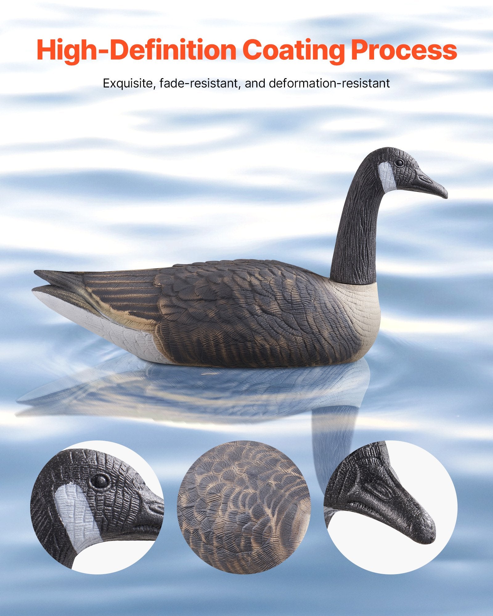Ultra Realistic Canada Goose Decoys for Waterfowl Hunting – Durable Floating Plastic for Pool, Pond, Lake, and Garden Decor, Easy to Carry, 6-Pack