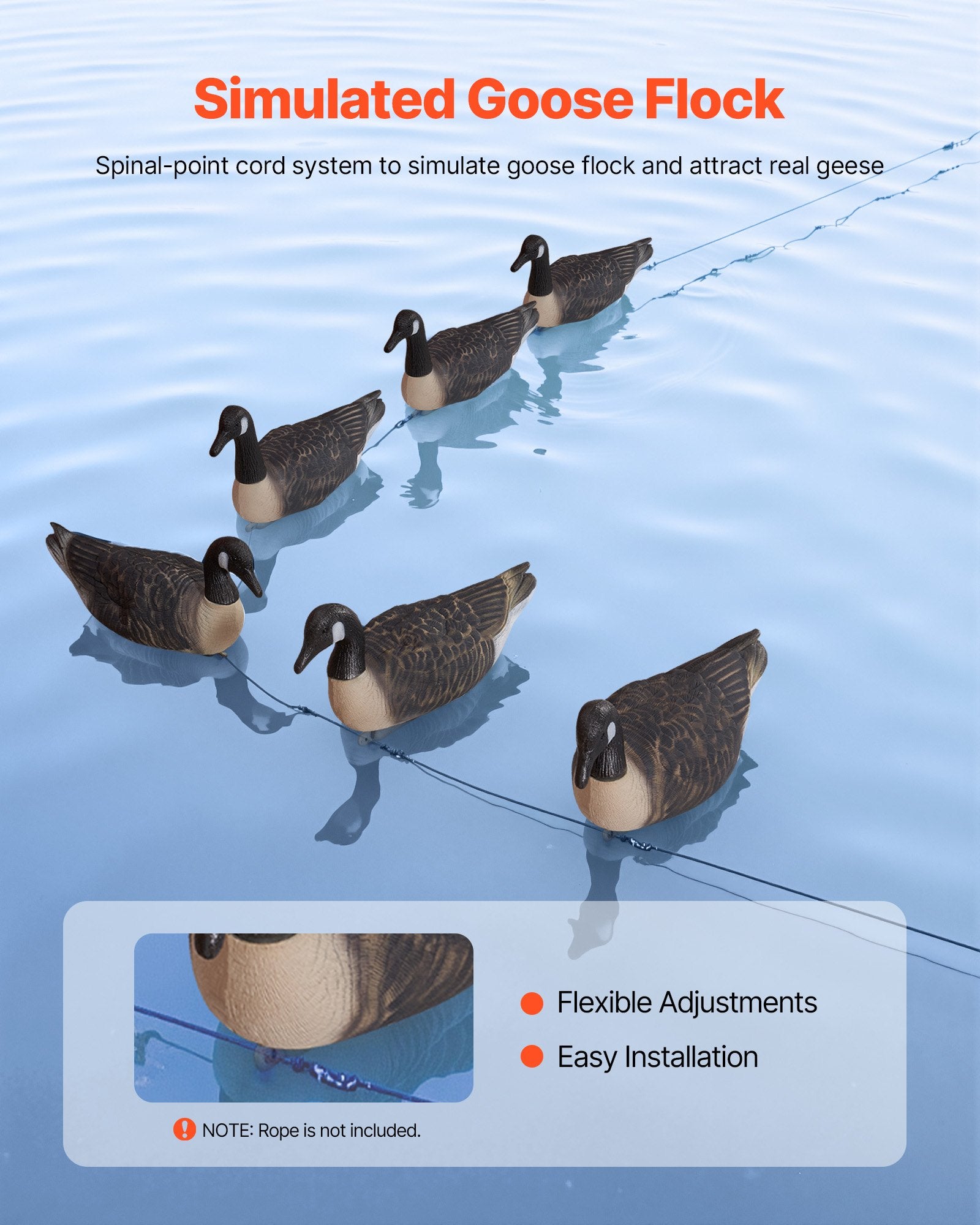 Ultra Realistic Canada Goose Decoys for Waterfowl Hunting – Durable Floating Plastic for Pool, Pond, Lake, and Garden Decor, Easy to Carry, 6-Pack
