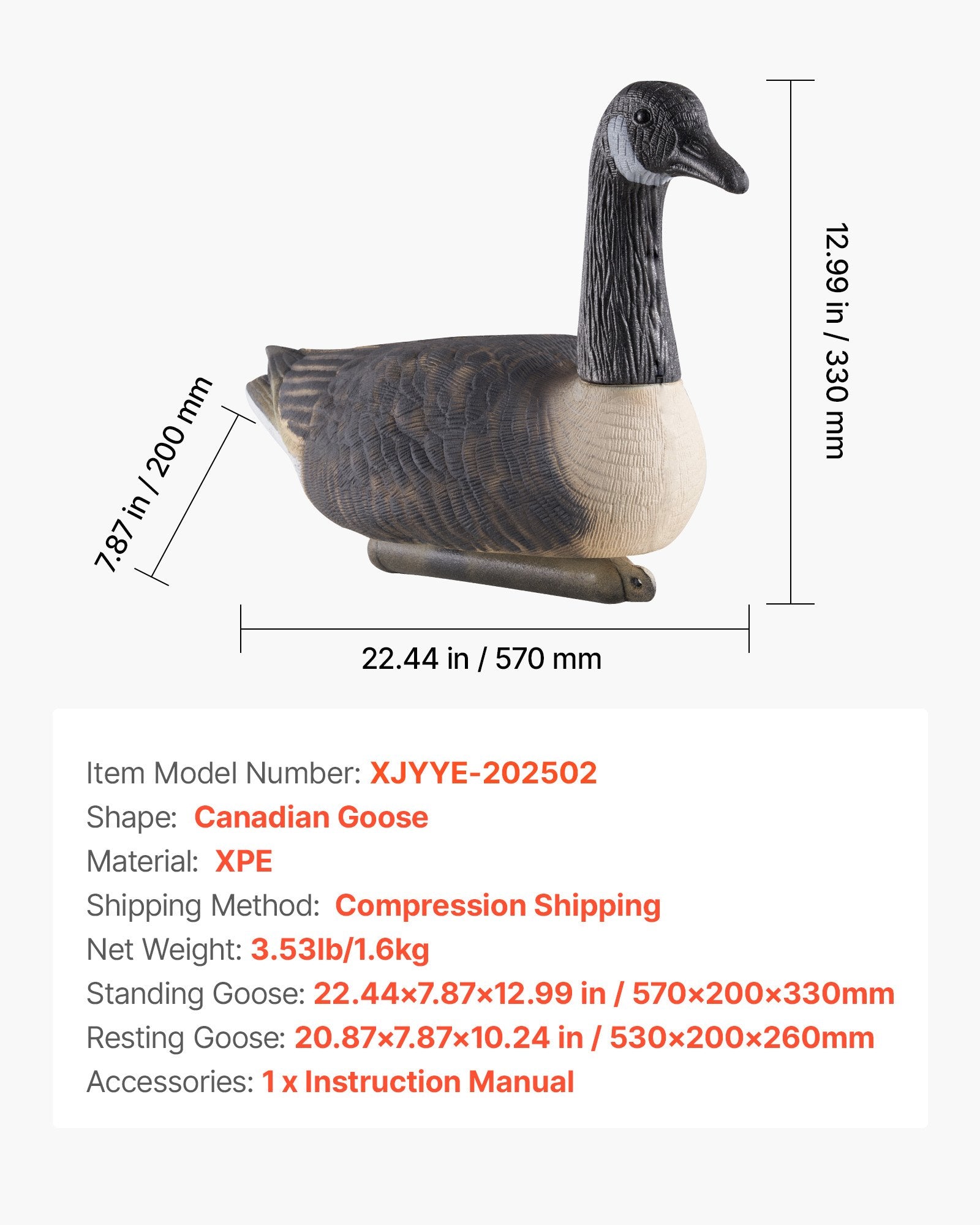 Ultra Realistic Canada Goose Decoys for Waterfowl Hunting – Durable Floating Plastic for Pool, Pond, Lake, and Garden Decor, Easy to Carry, 6-Pack