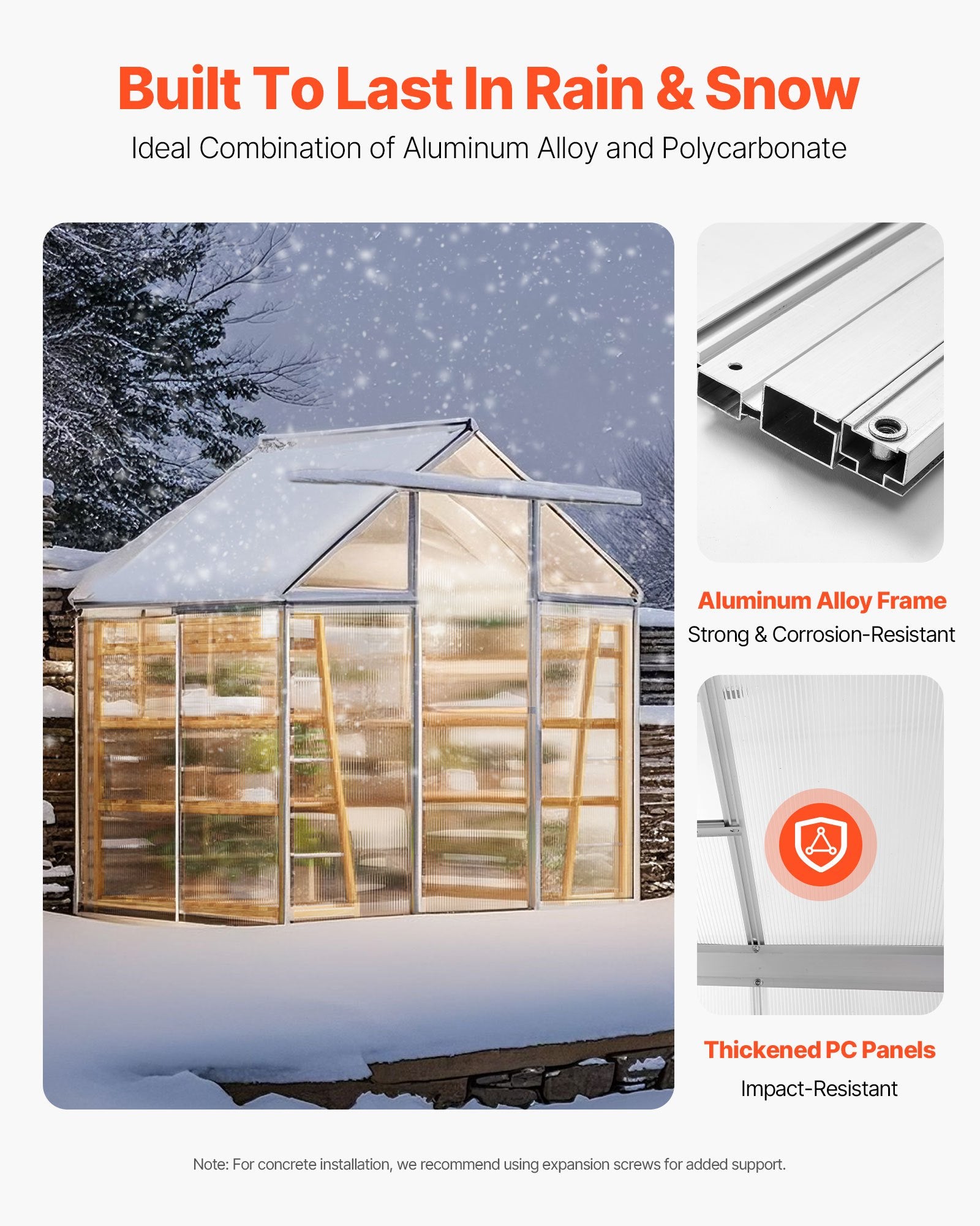 Compact 6x4 Ft Polycarbonate Greenhouse with Sliding Door, Adjustable Vent Windows, Durable Aluminum Frame for Backyard Gardening