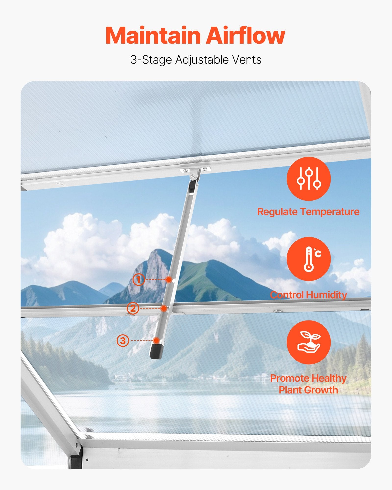 Compact 6x4 Ft Polycarbonate Greenhouse with Sliding Door, Adjustable Vent Windows, Durable Aluminum Frame for Backyard Gardening