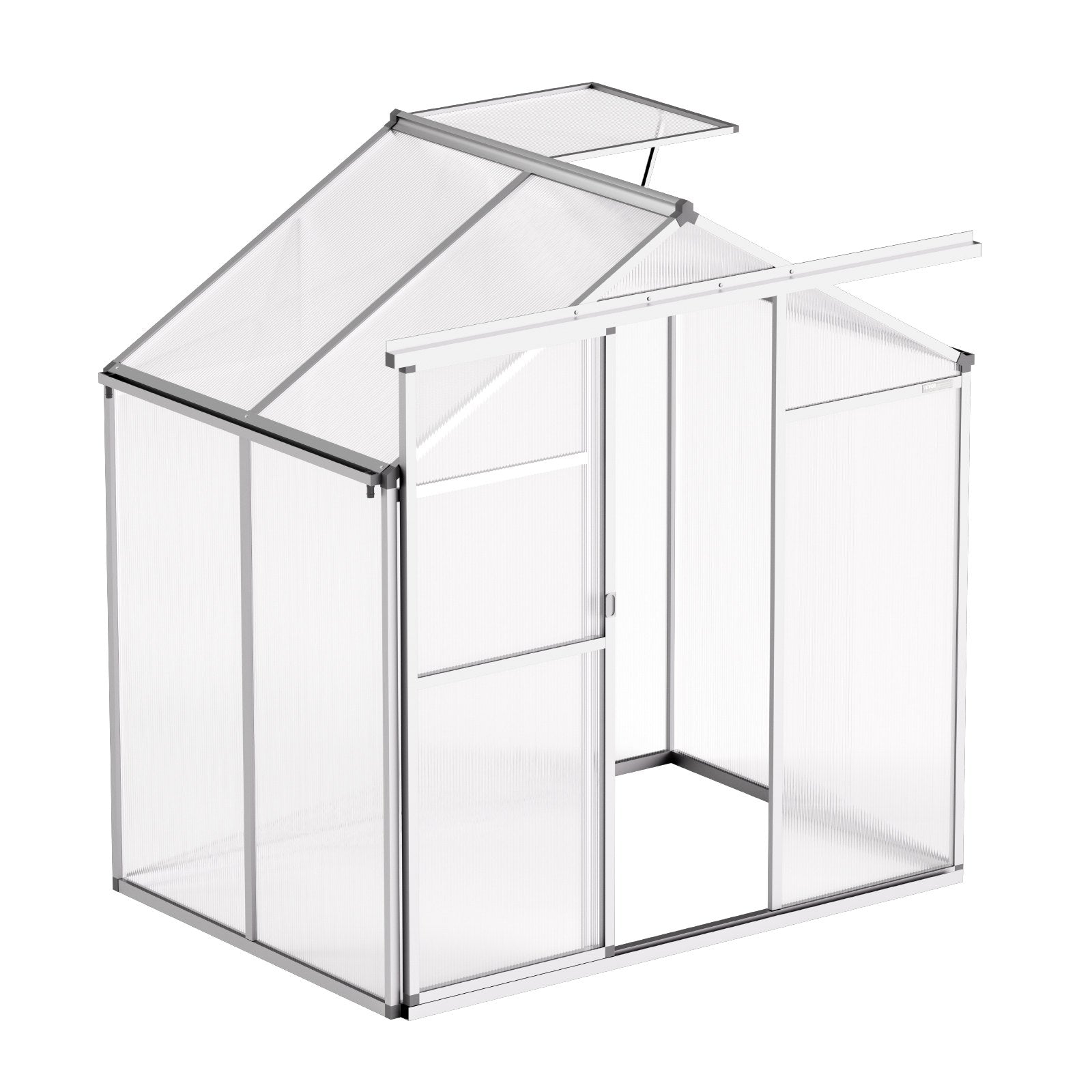 Compact 6x4 Ft Polycarbonate Greenhouse with Sliding Door, Adjustable Vent Windows, Durable Aluminum Frame for Backyard Gardening