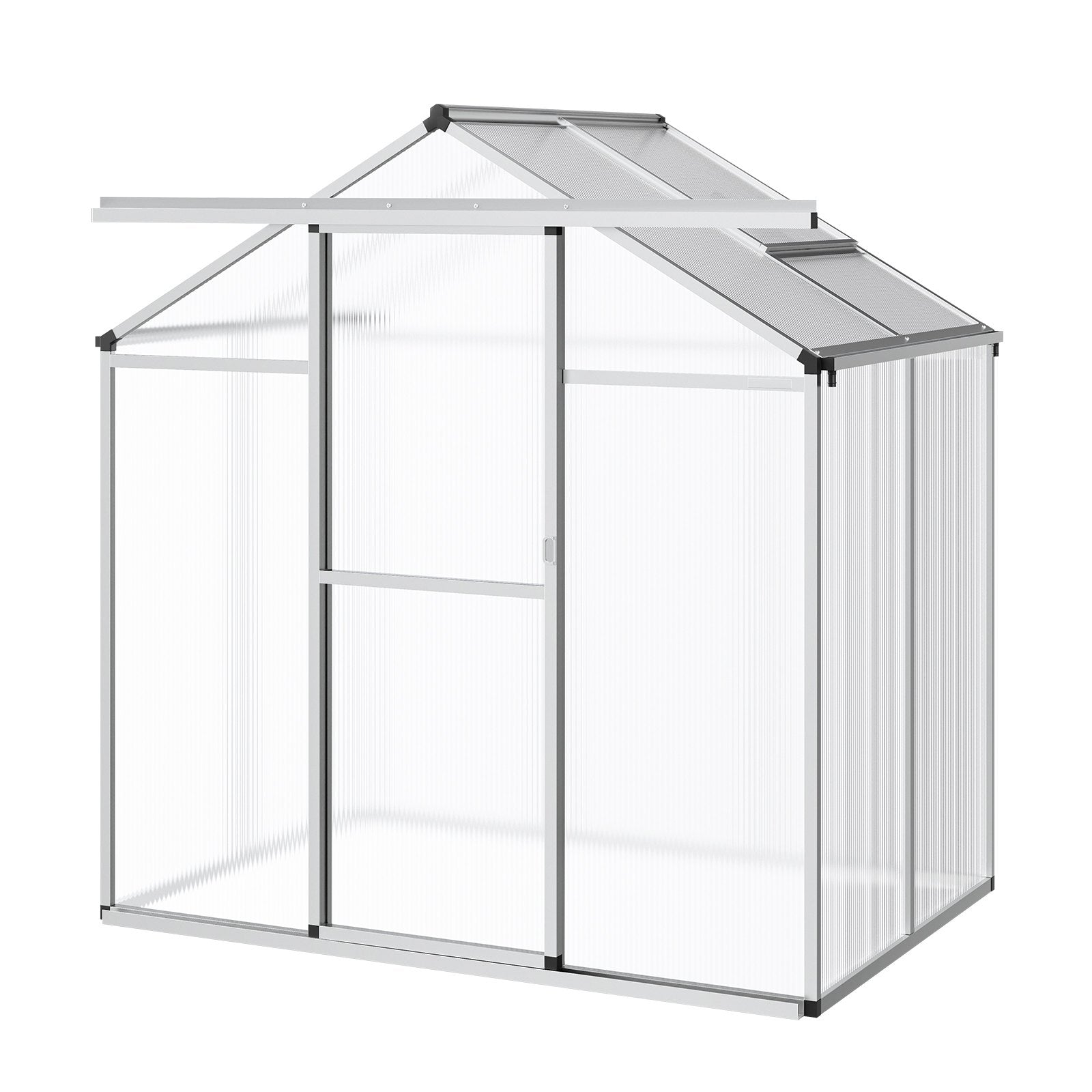 Compact 6x4 Ft Polycarbonate Greenhouse with Sliding Door, Adjustable Vent Windows, Durable Aluminum Frame for Backyard Gardening