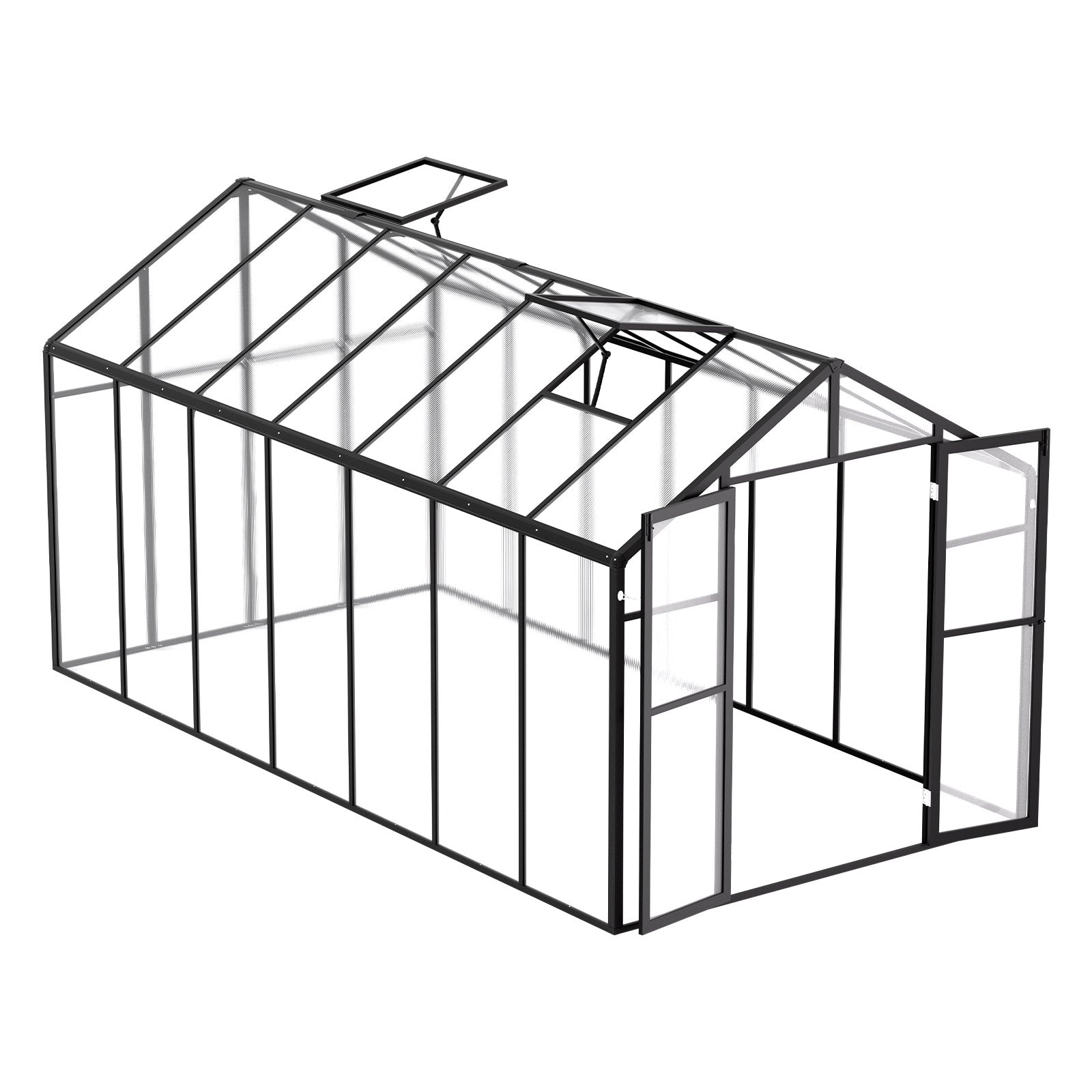 Spacious Polycarbonate Greenhouse 8x14 Ft with Dual Vent Windows, Pavilion Style, Aluminum Walk-in Kit for Garden & Backyard, UV Resistant, Hinged Door