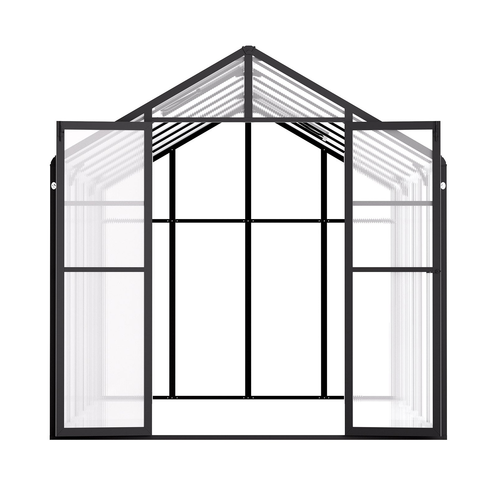 Spacious Polycarbonate Greenhouse 8x14 Ft with Dual Vent Windows, Pavilion Style, Aluminum Walk-in Kit for Garden & Backyard, UV Resistant, Hinged Door