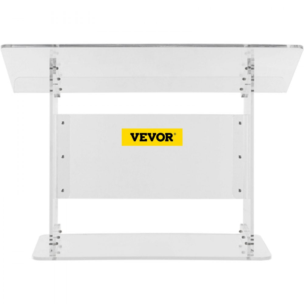 VEVOR Tabletop Acrylic Podium 19.5" Tall Plexiglass Podium 27"x13.7" Table Acrylic Pulpits for Churches Slanted Surface with Lip for Book Holder Clear Lectern for Lecture Recital Speech & Presentation