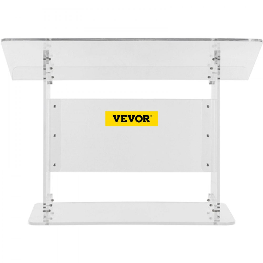 VEVOR Tabletop Acrylic Podium 19.5" Tall Plexiglass Podium 27"x13.7" Table Acrylic Pulpits for Churches Slanted Surface with Lip for Book Holder Clear Lectern for Lecture Recital Speech & Presentation