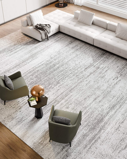 Large 10x14 ft Washable Gray Area Rug - Soft, Non-Slip, Tear-Resistant Carpet for Bedroom, Living Room, Kids Room, Office, Pet & Child Friendly, Modern Indoor Mat
