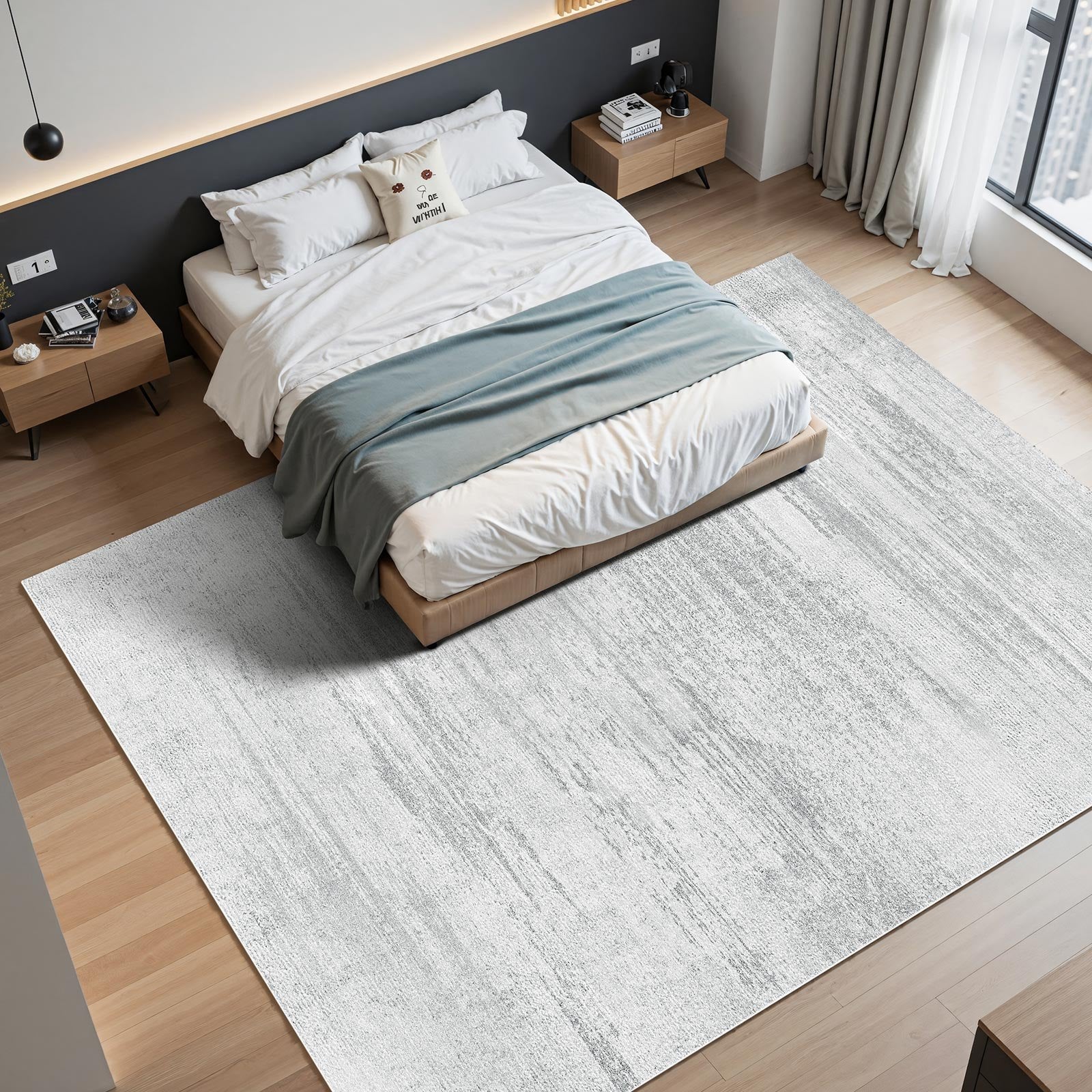 Large 10x14 ft Washable Gray Area Rug - Soft, Non-Slip, Tear-Resistant Carpet for Bedroom, Living Room, Kids Room, Office, Pet & Child Friendly, Modern Indoor Mat