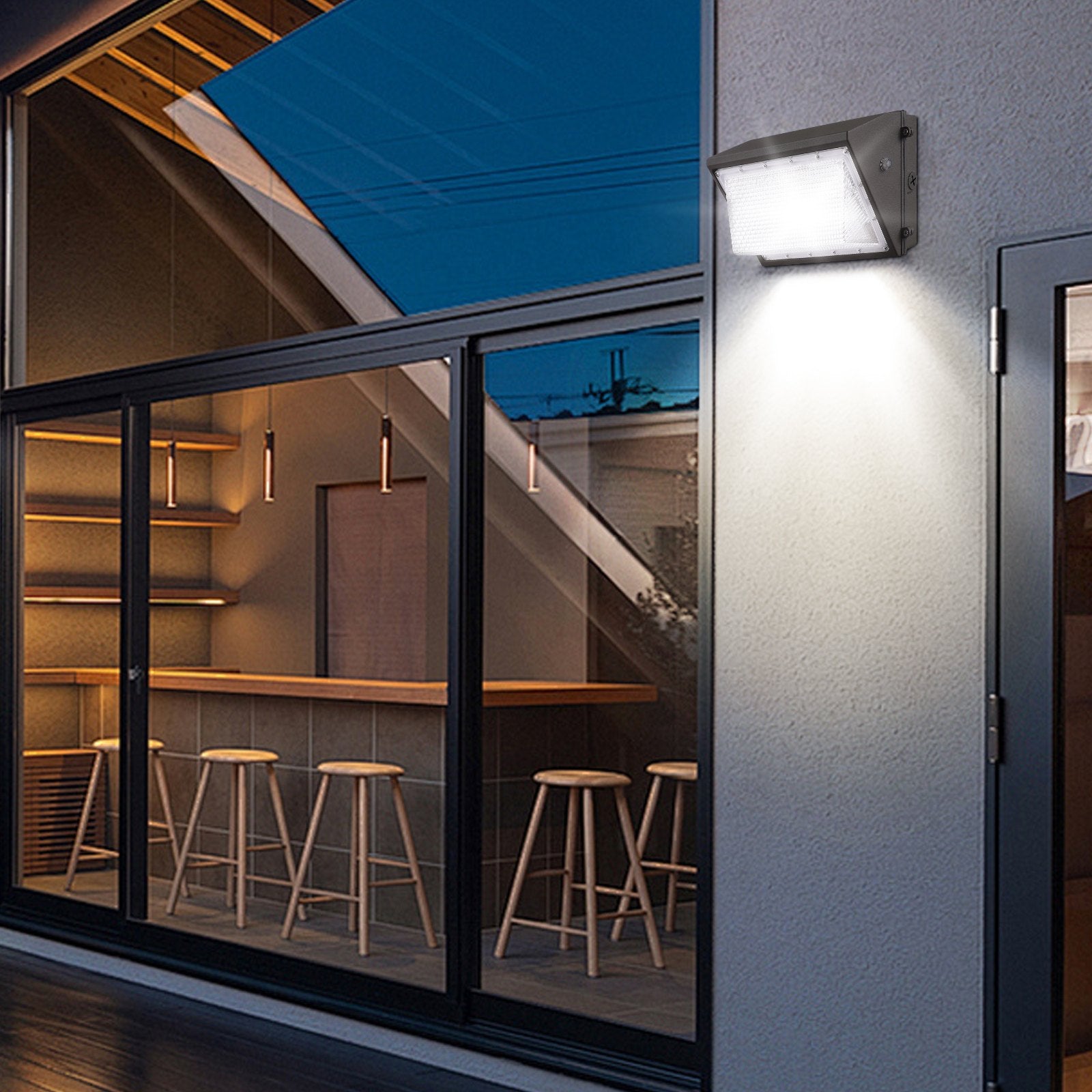 4-Pack 100W LED Wall Pack Lights, 10800LM Brightness, 5000K Daylight, IP65 Waterproof Outdoor Security Lighting for Garages & Yards, Energy-Saving with Intelligent Light Sensing, Durable 180 LED Beads, Versatile Installation, Motion-Sensing Technology