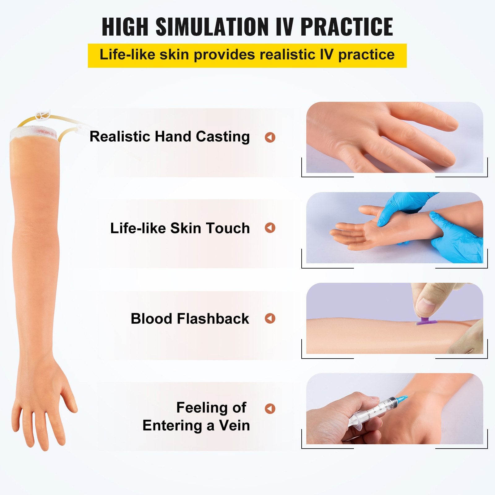 High Simulation Phlebotomy Practice Arm Kit for IV Skills with Adjustable Stand, Carrying Bag, Latex Vessel Material – Ideal for Nursing Students and Professionals