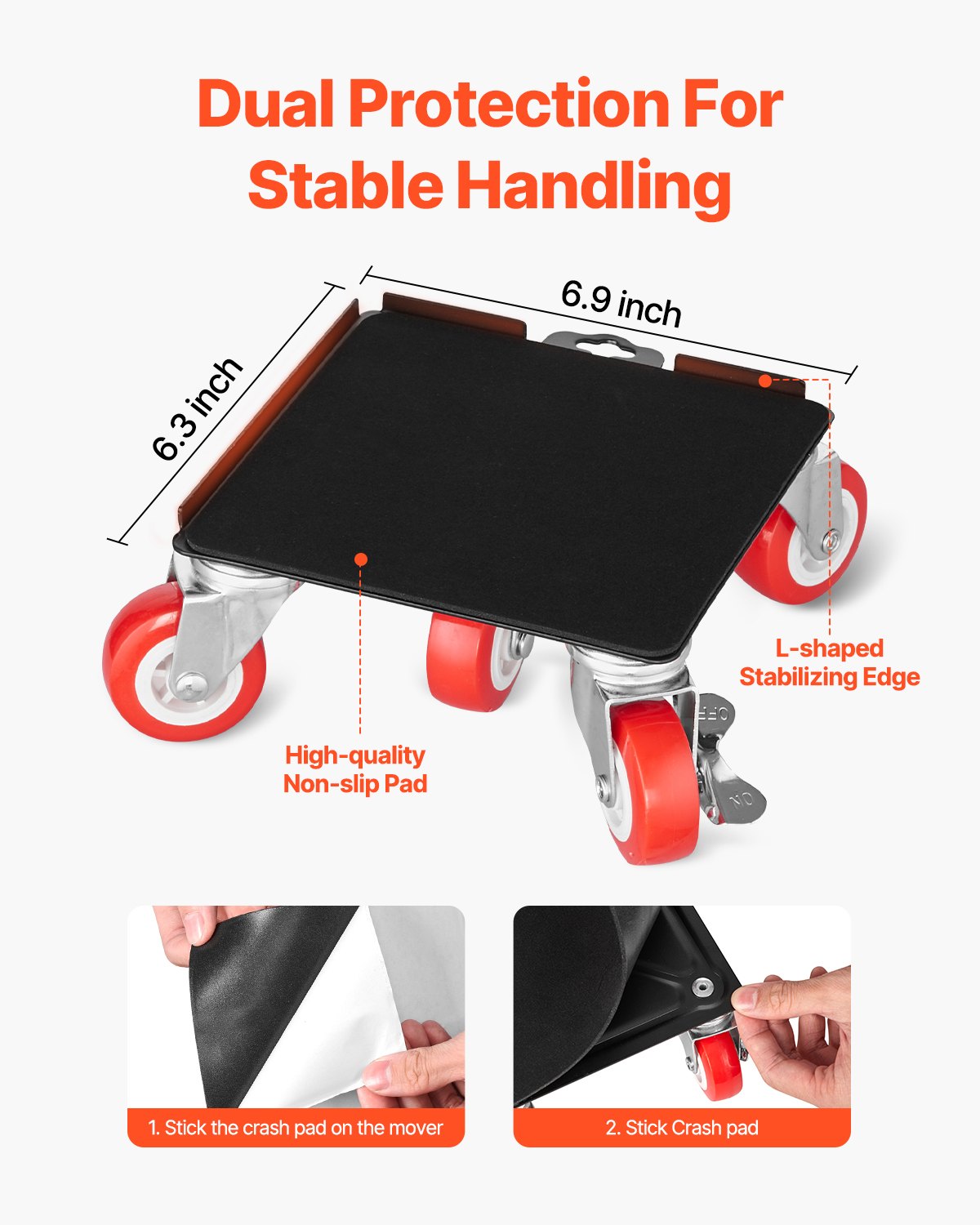 Heavy Duty Furniture Dolly Set - 3474 lbs Capacity, 360° Swivel Wheels, Carbon Steel, Ideal for Moving Appliances, Sofa, Fridge, Washer