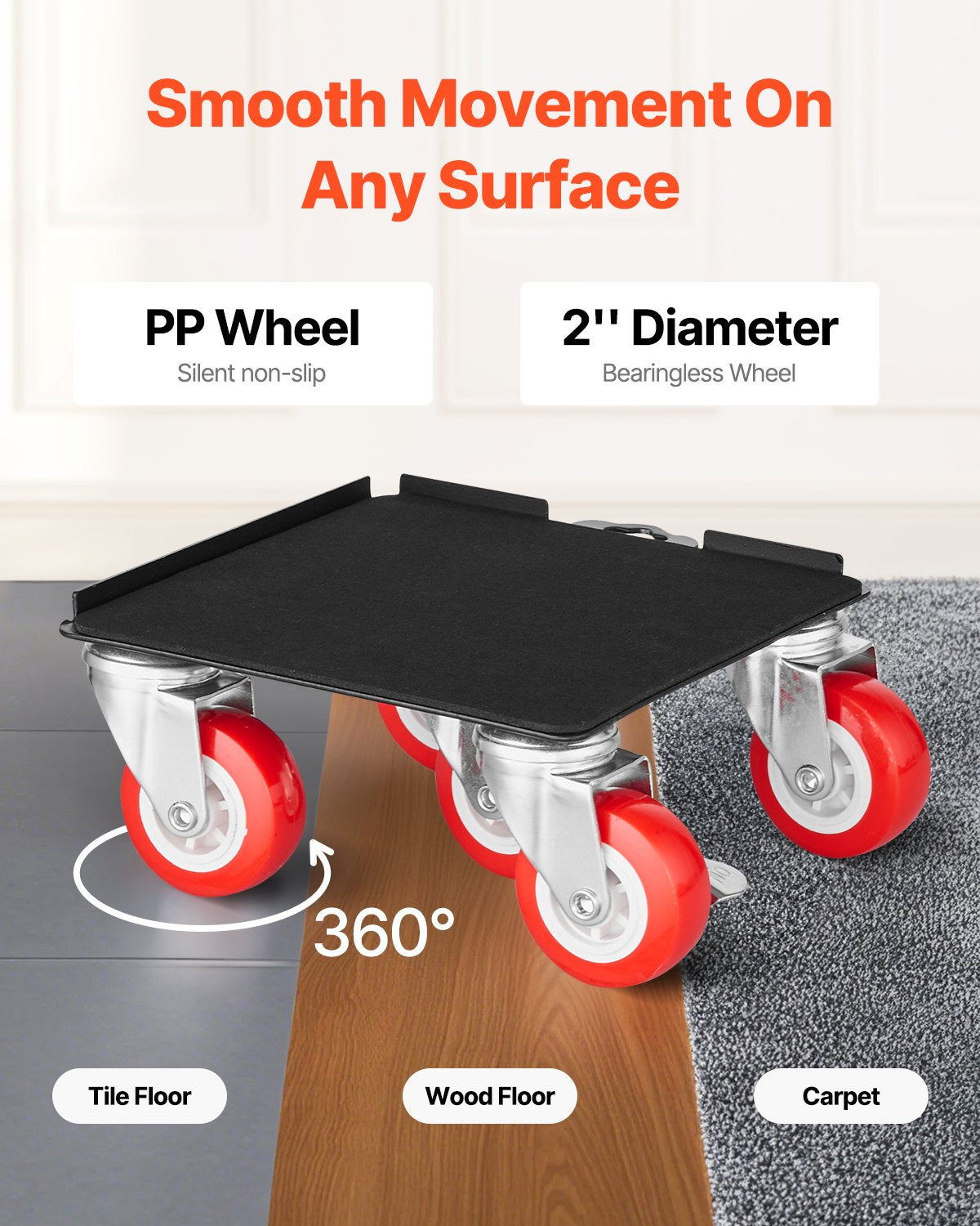 Heavy Duty Furniture Dolly Set - 3474 lbs Capacity, 360° Swivel Wheels, Carbon Steel, Ideal for Moving Appliances, Sofa, Fridge, Washer