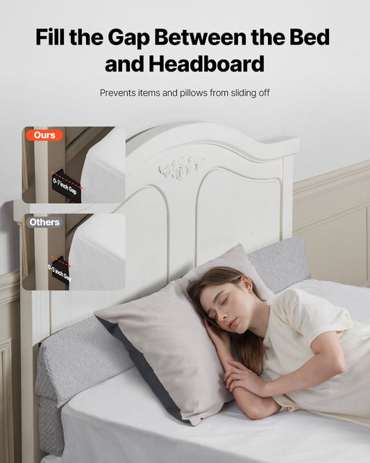 Queen Size Foam Bed Wedge Pillow for Headboard Gap Filler - 60"x6"x6" Anti-Slip, Versatile Flip-Over Mattress Wedge for Backrest & Sleeping Comfort