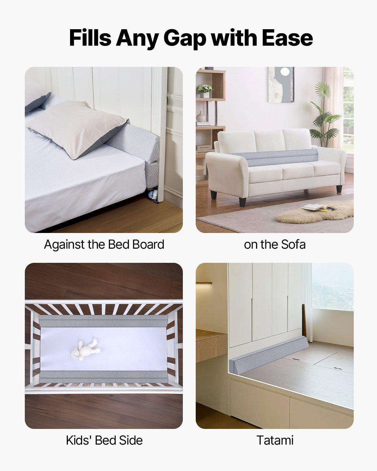 Queen Size Foam Bed Wedge Pillow for Headboard Gap Filler - 60"x6"x6" Anti-Slip, Versatile Flip-Over Mattress Wedge for Backrest & Sleeping Comfort