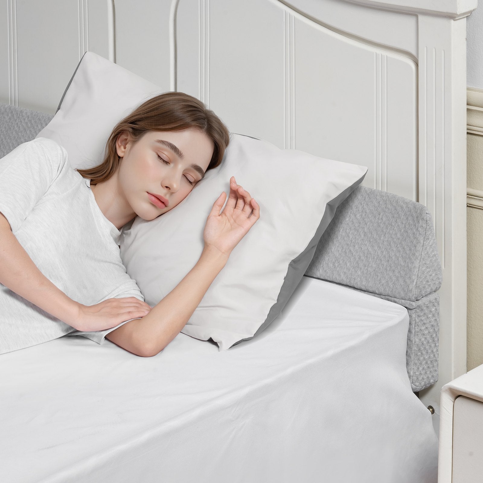 Queen Size Foam Bed Wedge Pillow for Headboard Gap Filler - 60"x6"x6" Anti-Slip, Versatile Flip-Over Mattress Wedge for Backrest & Sleeping Comfort