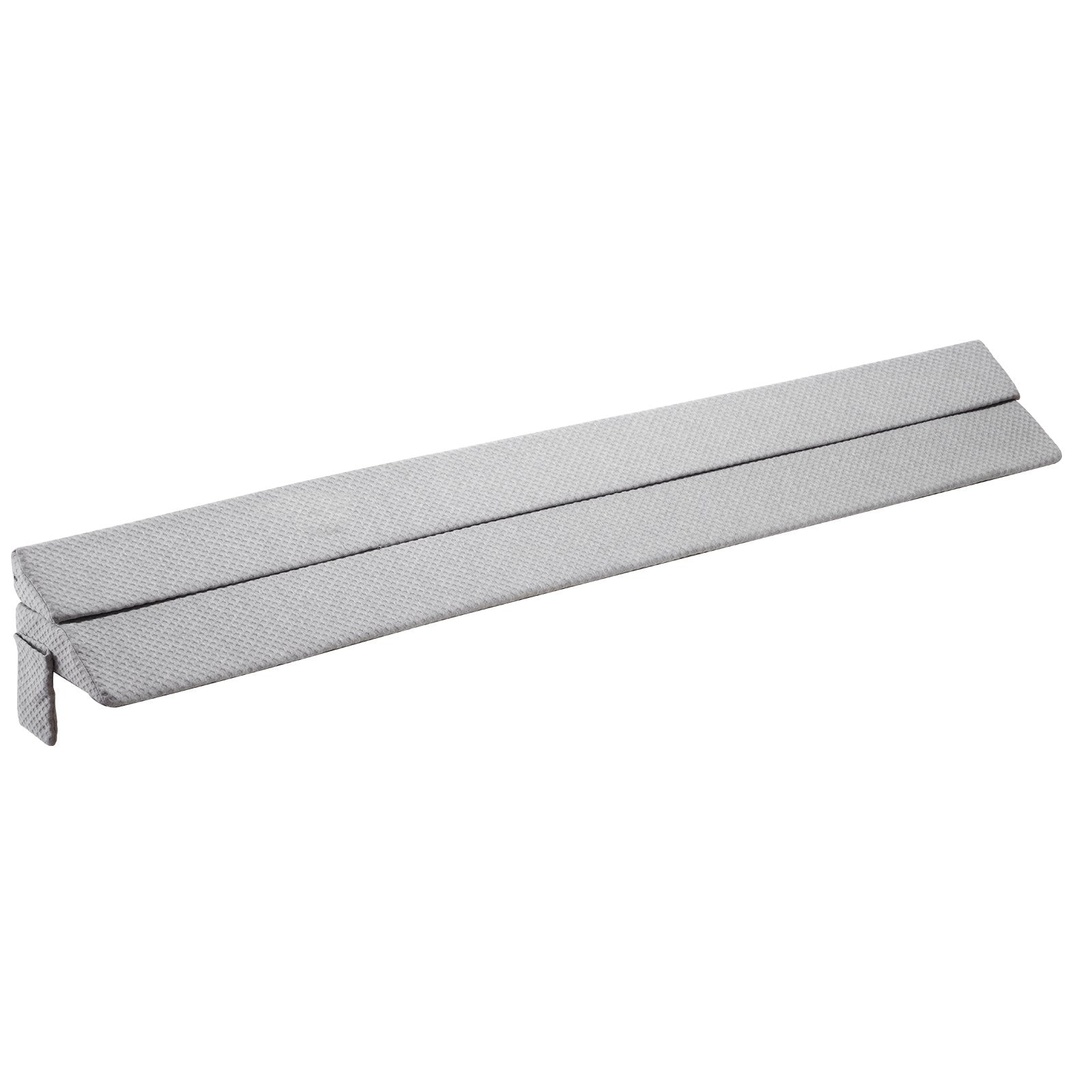 King Size Bed Wedge Pillow with Side Pocket - Gap Filler for Headboard & Mattress, 76"x10"x6", Gray, Anti-Slip, Easy Clean