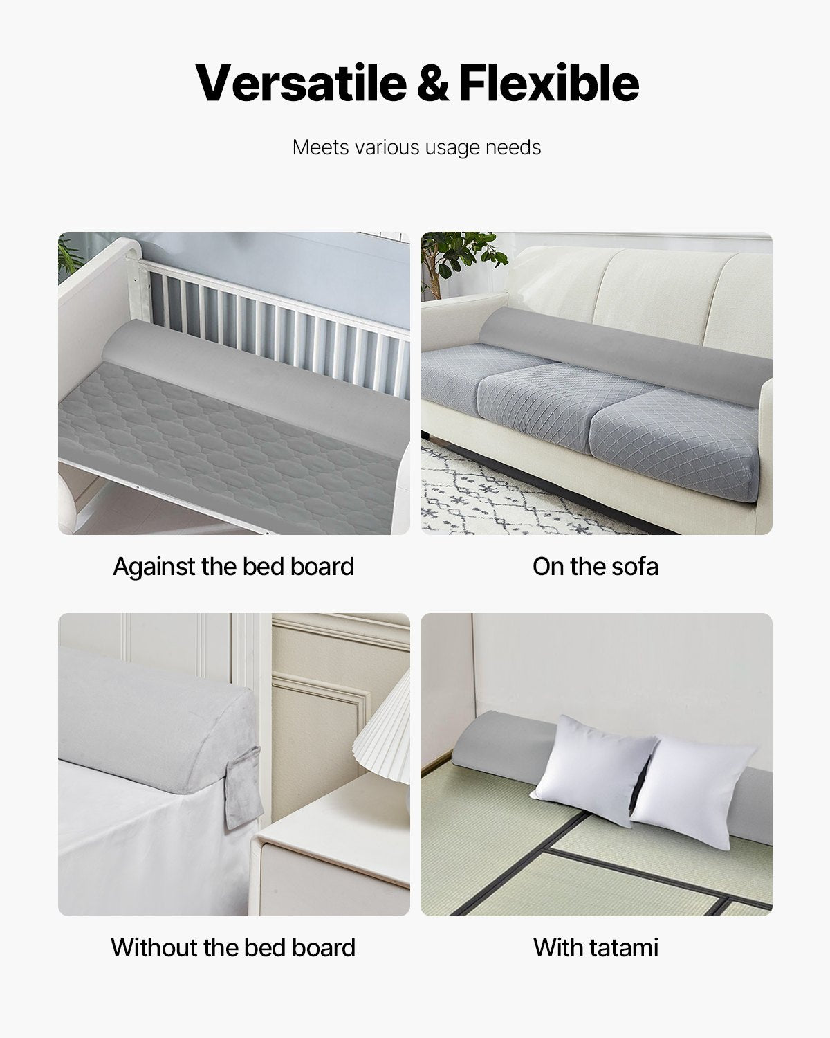 King Size Bed Wedge Pillow for Headboard - Soft Plush Gap Filler with Side Pocket, Anti-Slip Design for Mattress Support and Comfort
