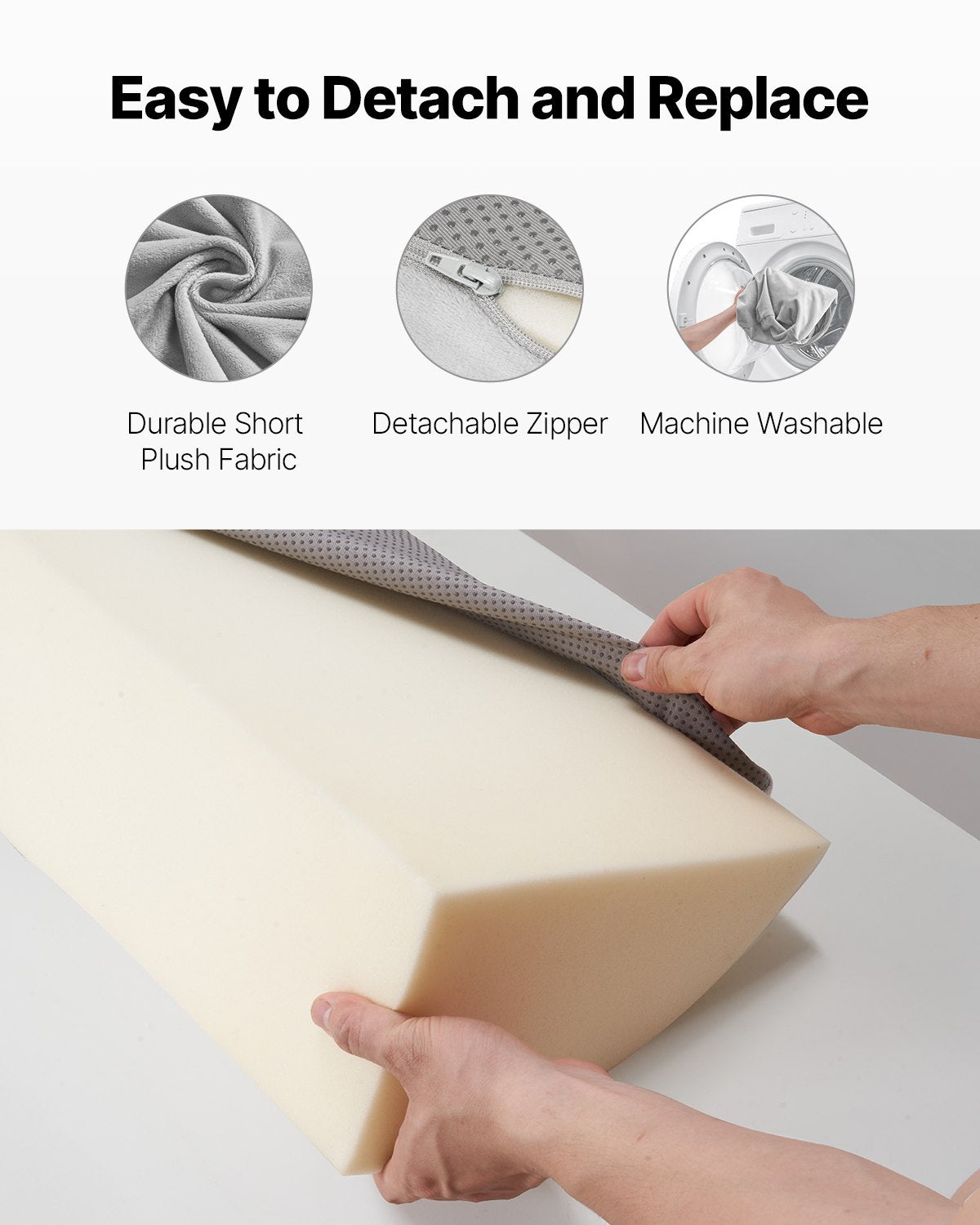 King Size Bed Wedge Pillow for Headboard - Soft Plush Gap Filler with Side Pocket, Anti-Slip Design for Mattress Support and Comfort