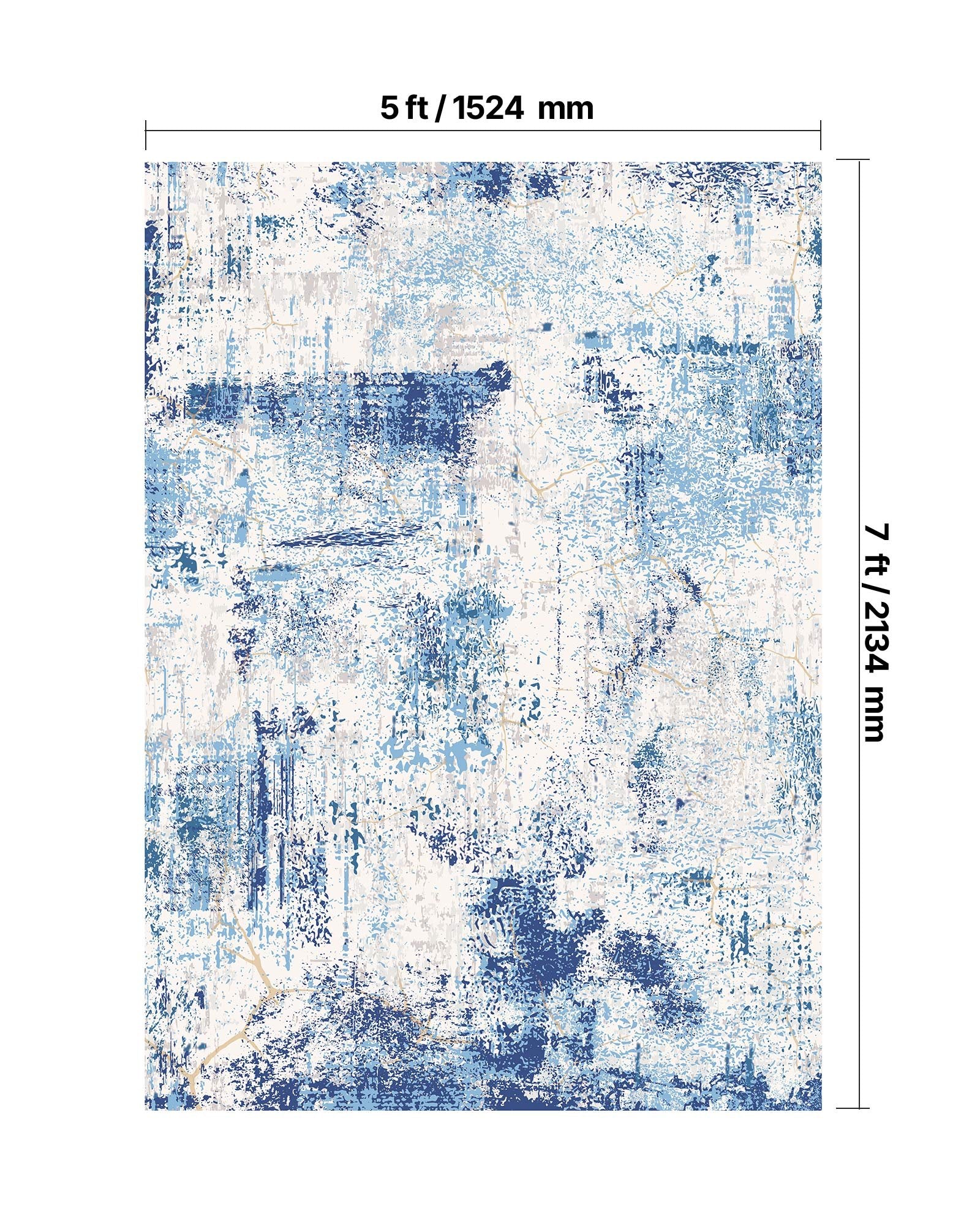 Large 5x7 ft Washable Blue Area Rug - Soft, Non-Slip, Tear-Resistant Carpet for Bedroom, Living Room, Kids Room, Office, Pet & Child Friendly