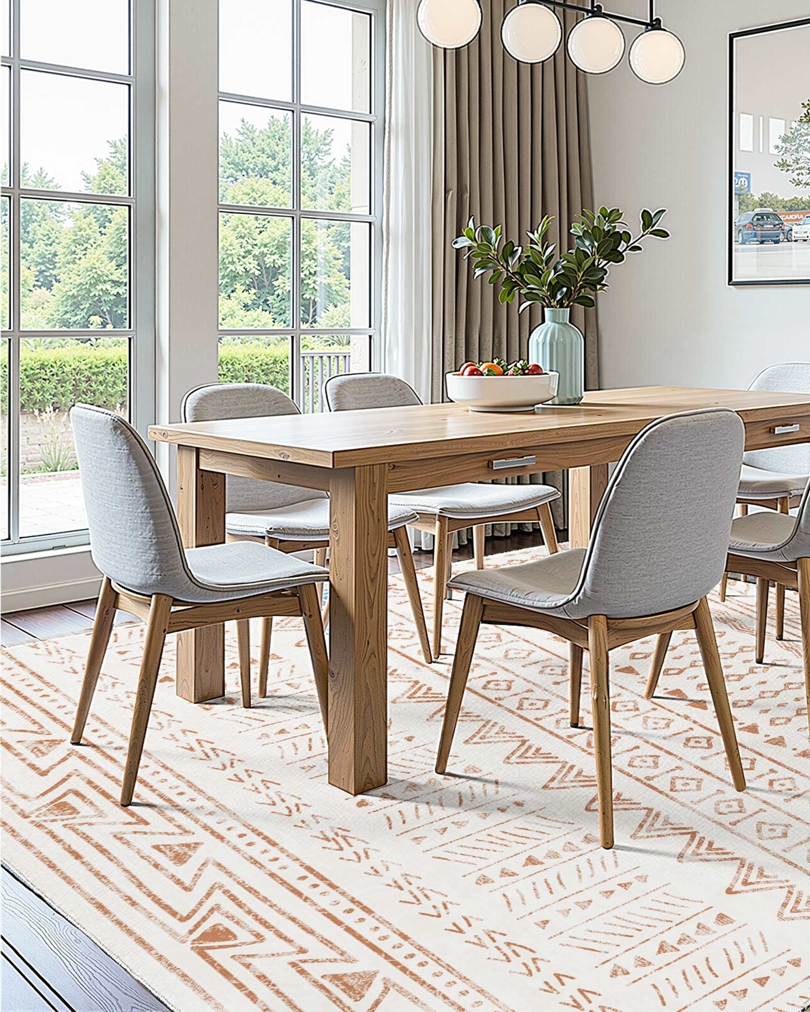 Large Beige Washable Area Rug 5x7 ft - Non-Slip, Tear-Resistant, Pet & Child Friendly Soft Carpet for Bedroom, Living Room, Office, Kids Room, Entryway