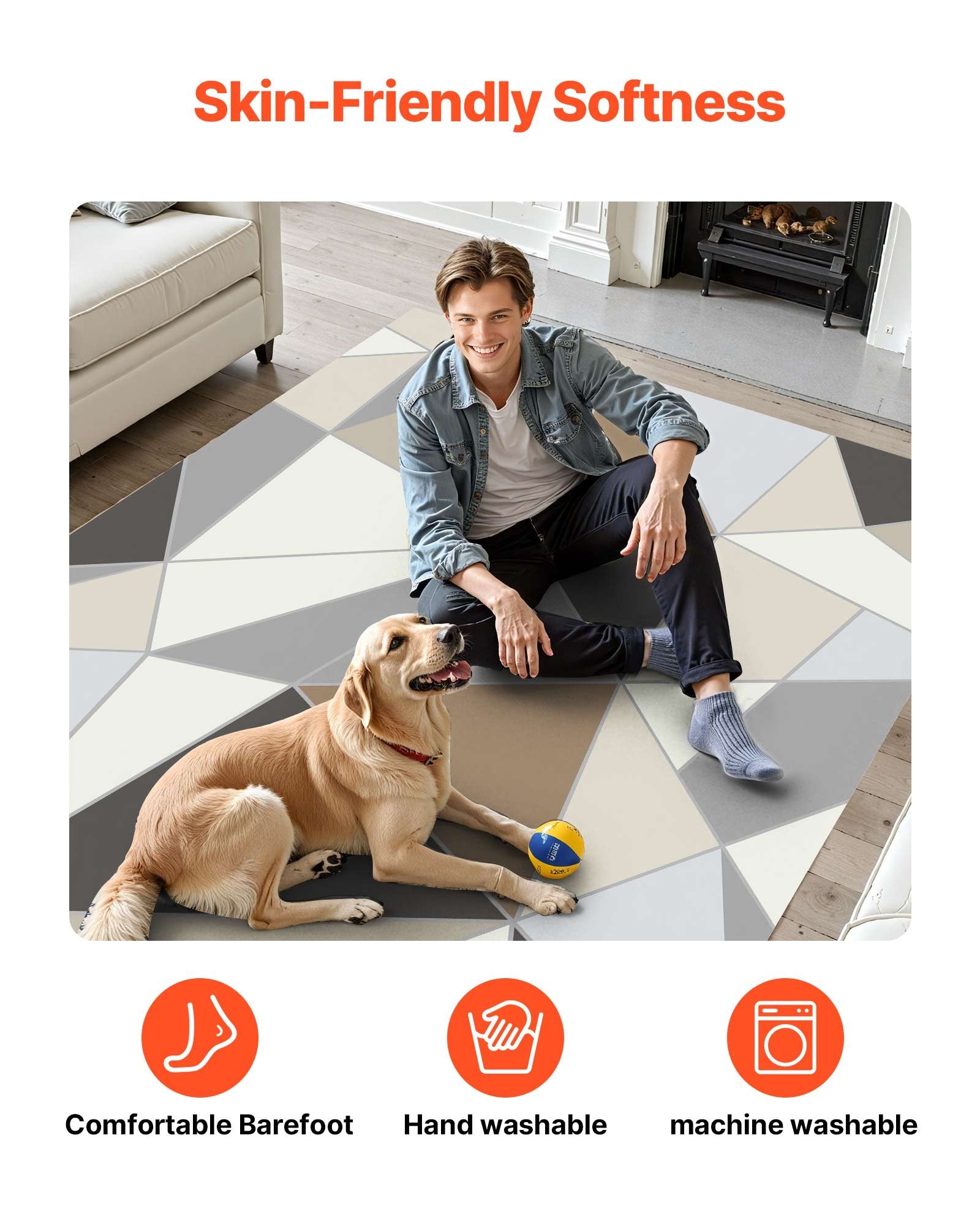 Charcoal Gray 5x7 ft Washable Area Rug - Non-Slip, Tear-Resistant, Soft Carpet for Bedroom, Living Room, Kids Room, Pet & Child Safe, Modern Indoor Mat