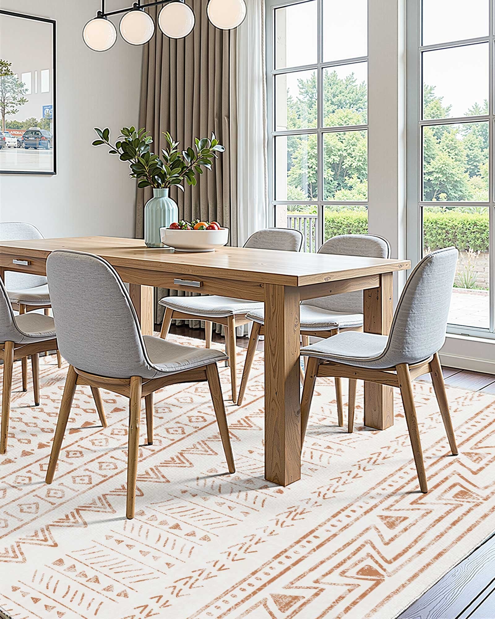 Modern Beige Area Rug 5x8 ft - Washable, Non-Slip, Tear-Resistant Carpet for Bedroom, Living Room, Office, Kids Room, Pet & Child Friendly Mat