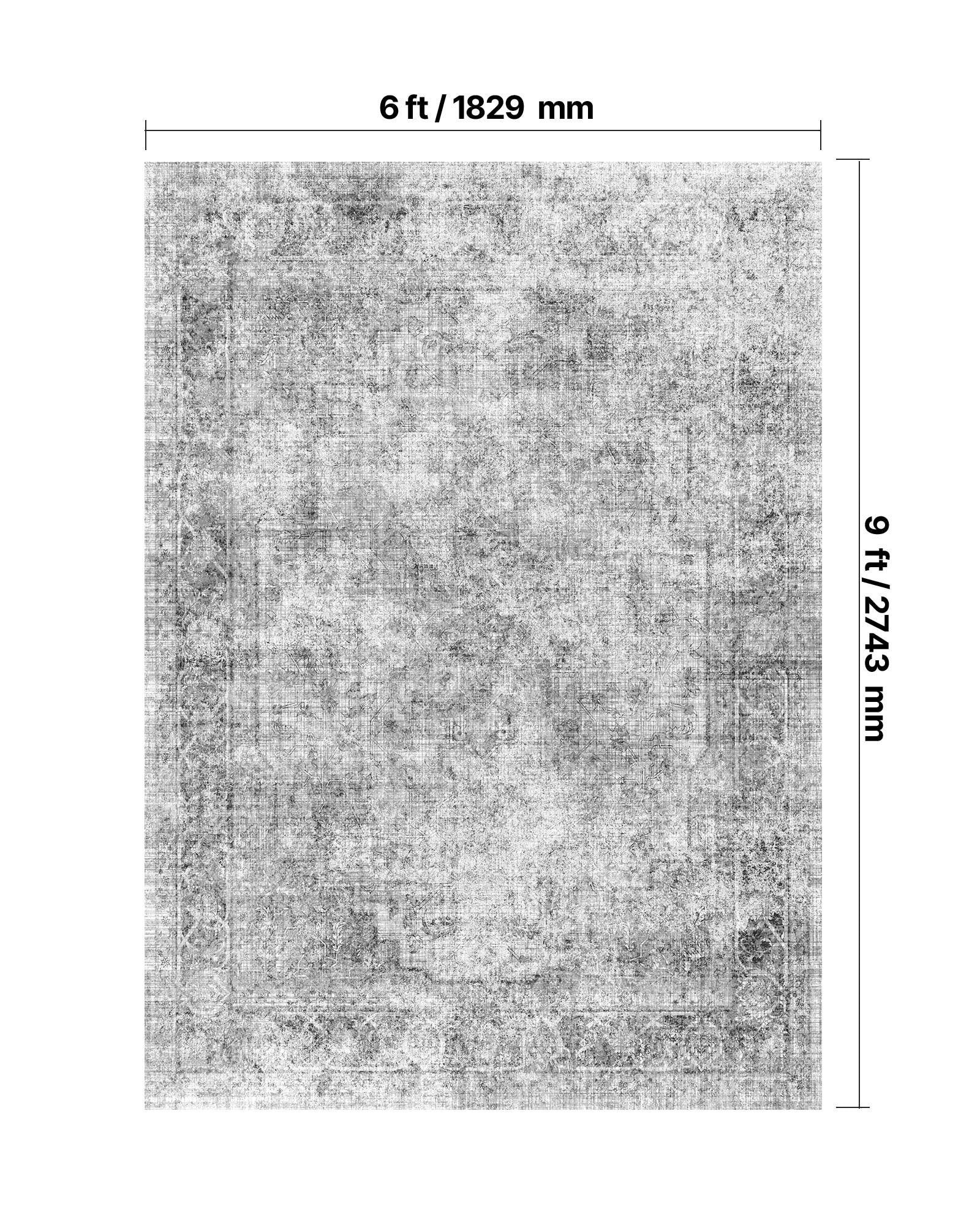 Large 6 x 9 ft Bohemian Washable Area Rug - Soft, Non-Slip, Tear-Resistant Carpet for Pets & Kids, Perfect for Bedrooms, Living Rooms, Entryways - Gray Faux Cashmere Mat