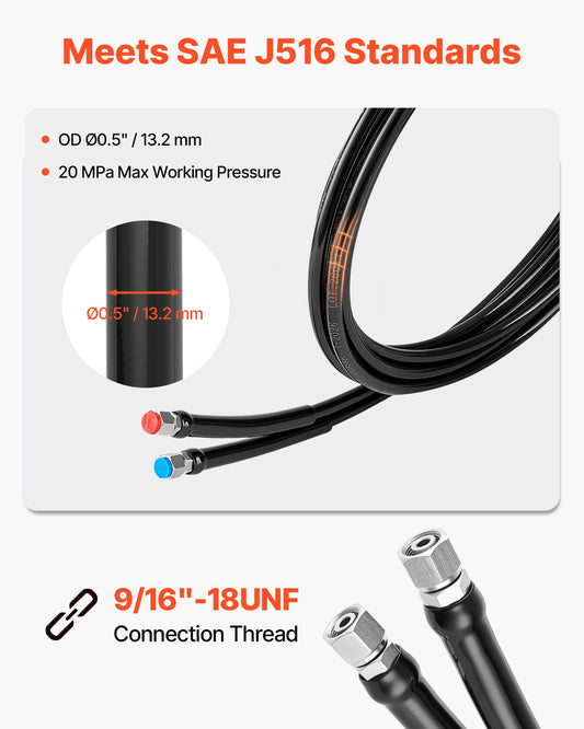 16 ft Hydraulic Hose Kit for Marine Outboard Steering, Leak-Proof TPEE with 304 Stainless Steel Connectors, 20 MPa Pressure, Easy Install